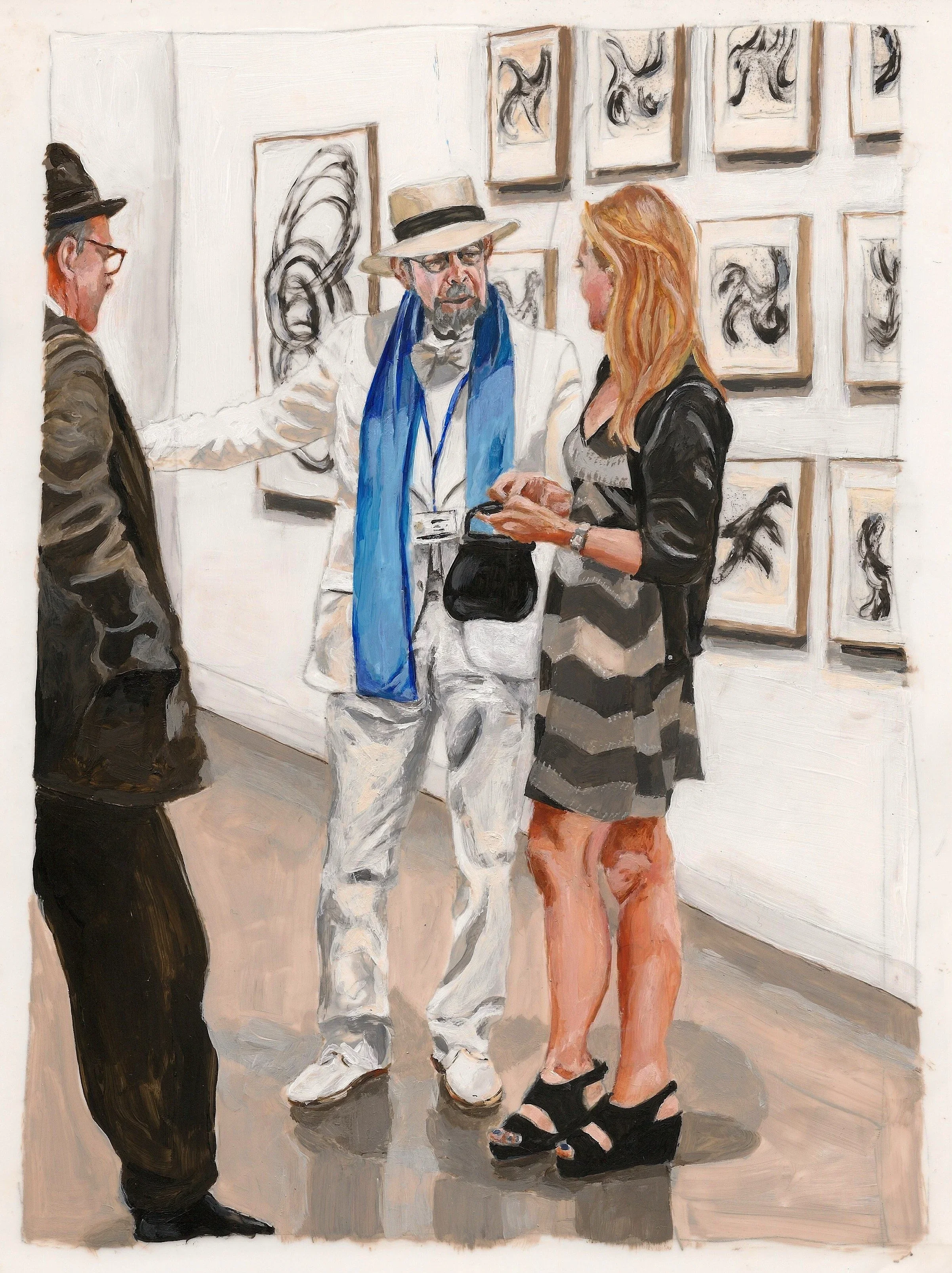 "Man with a Blue Scarf II", 2015, acrylic on mylar, 11 x 8.5 inches