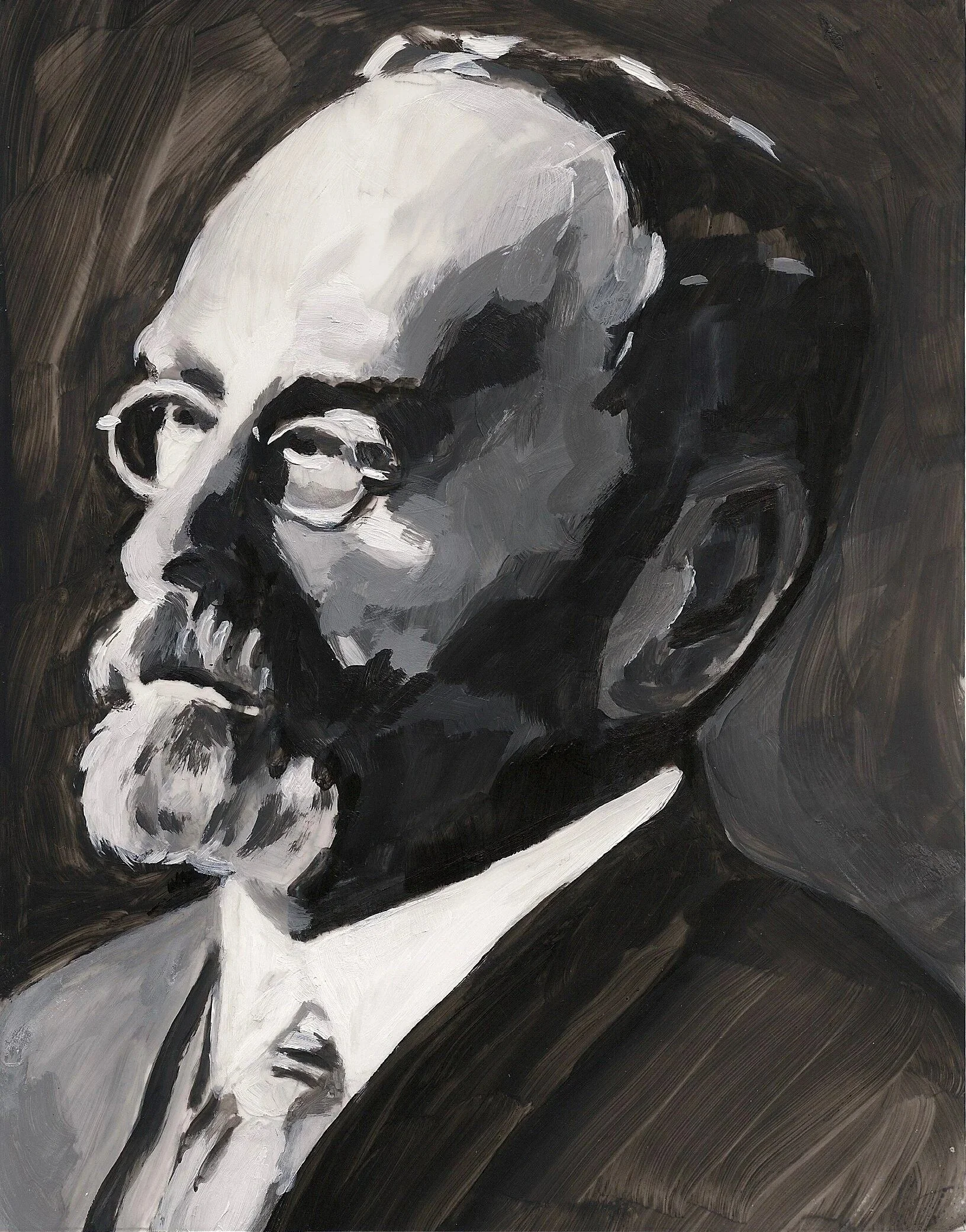 "J.H. Ashdown" (Businessman 'Merchant Prince of Winnipeg'), acrylic on mylar on wood panel 5.5 x 7 inches