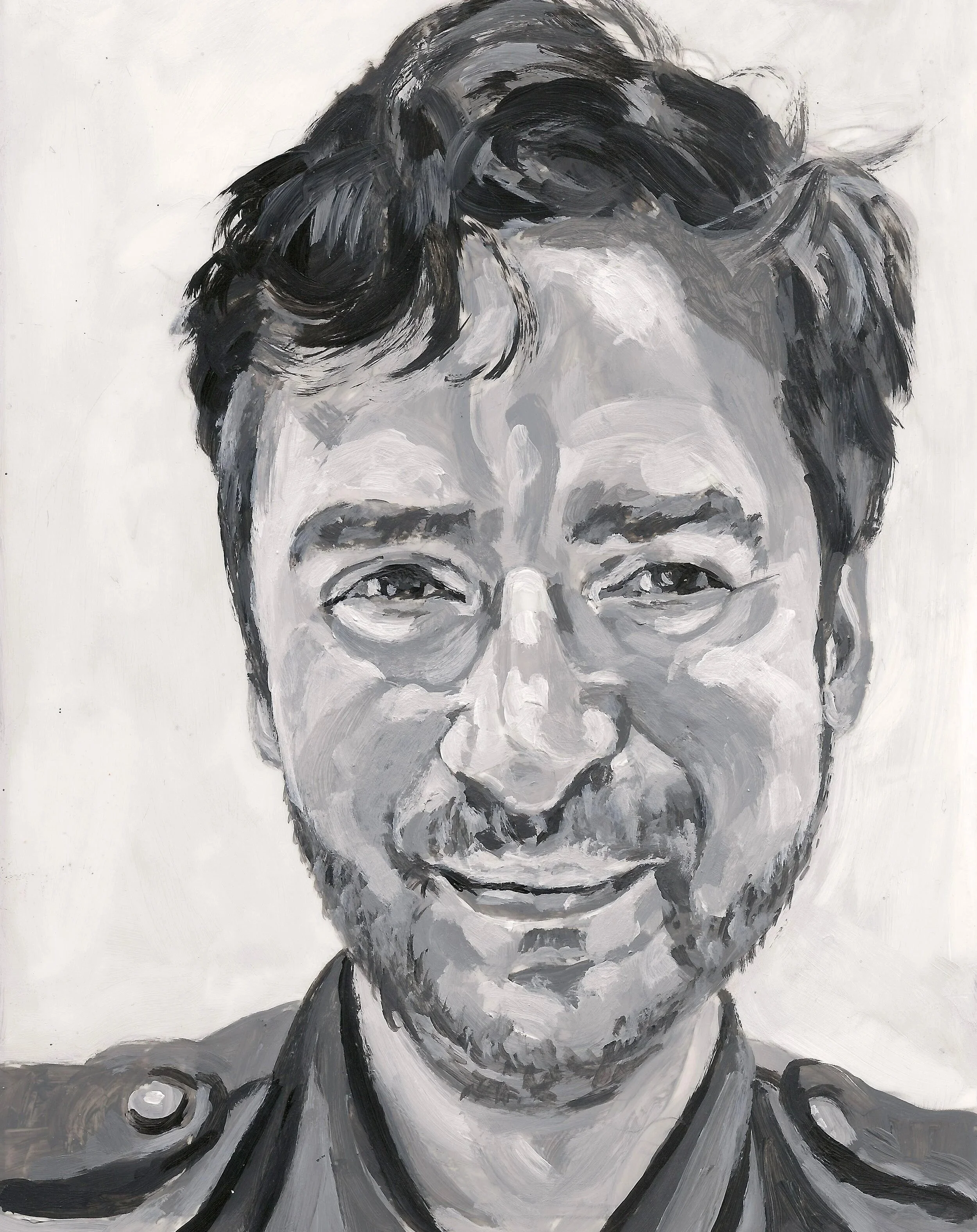 "Marcel Dzama" (Artist), acrylic on mylar on wood panel 5.5 x 7 inches