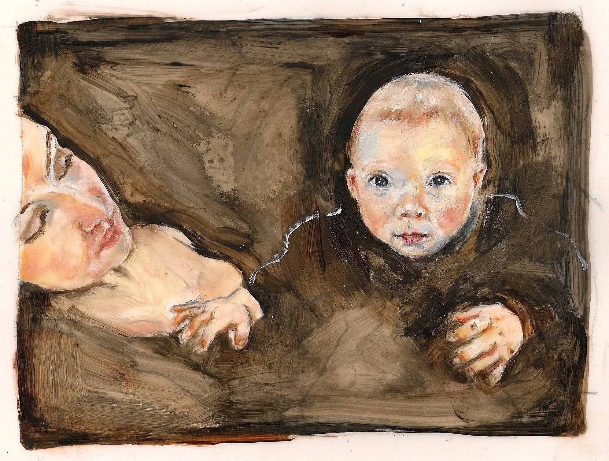 "Lily and Ethan", acrylic on mylar, 8.5 x 11 inches