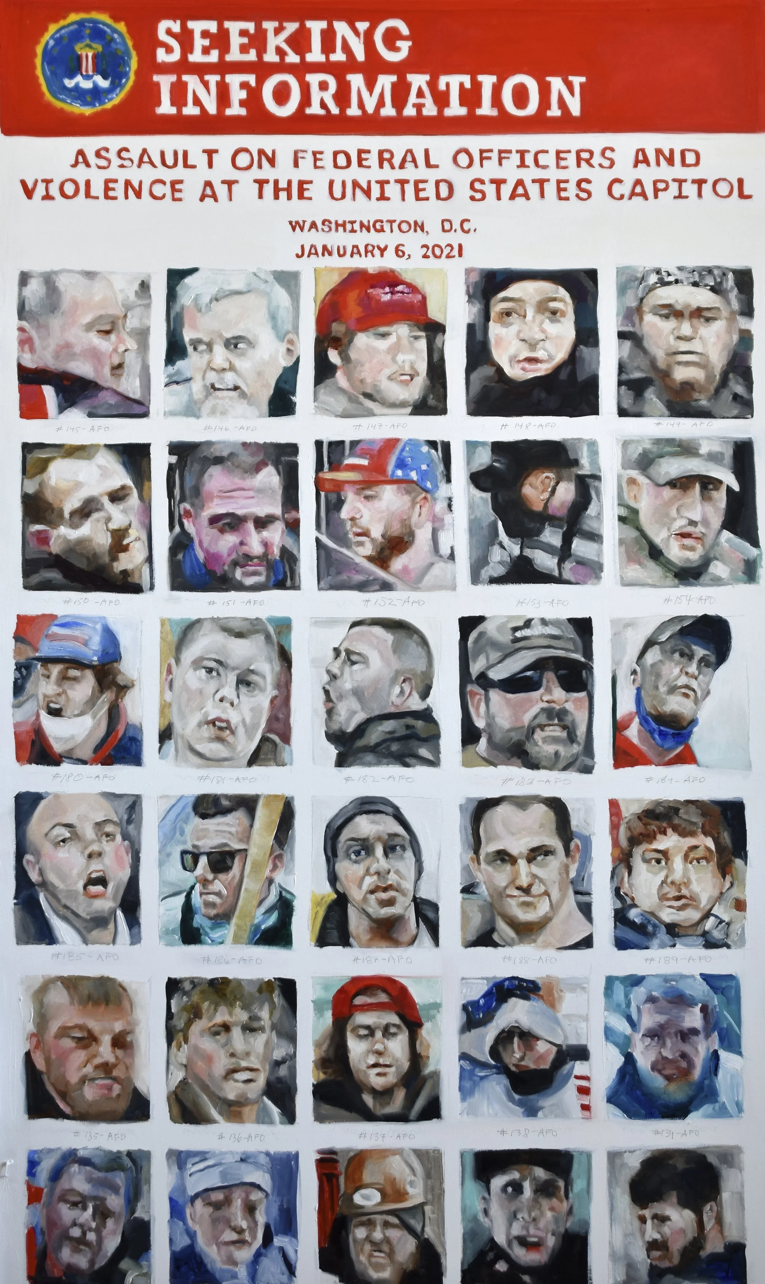 "FBI Seeking Information", oil on panel, 42 x 24 inches