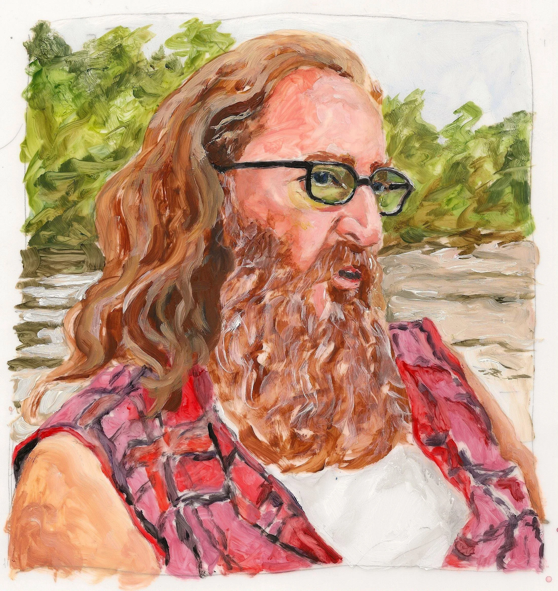 "Jordan Van Sewell", acrylic on mylar, 11 x 8.5 inches