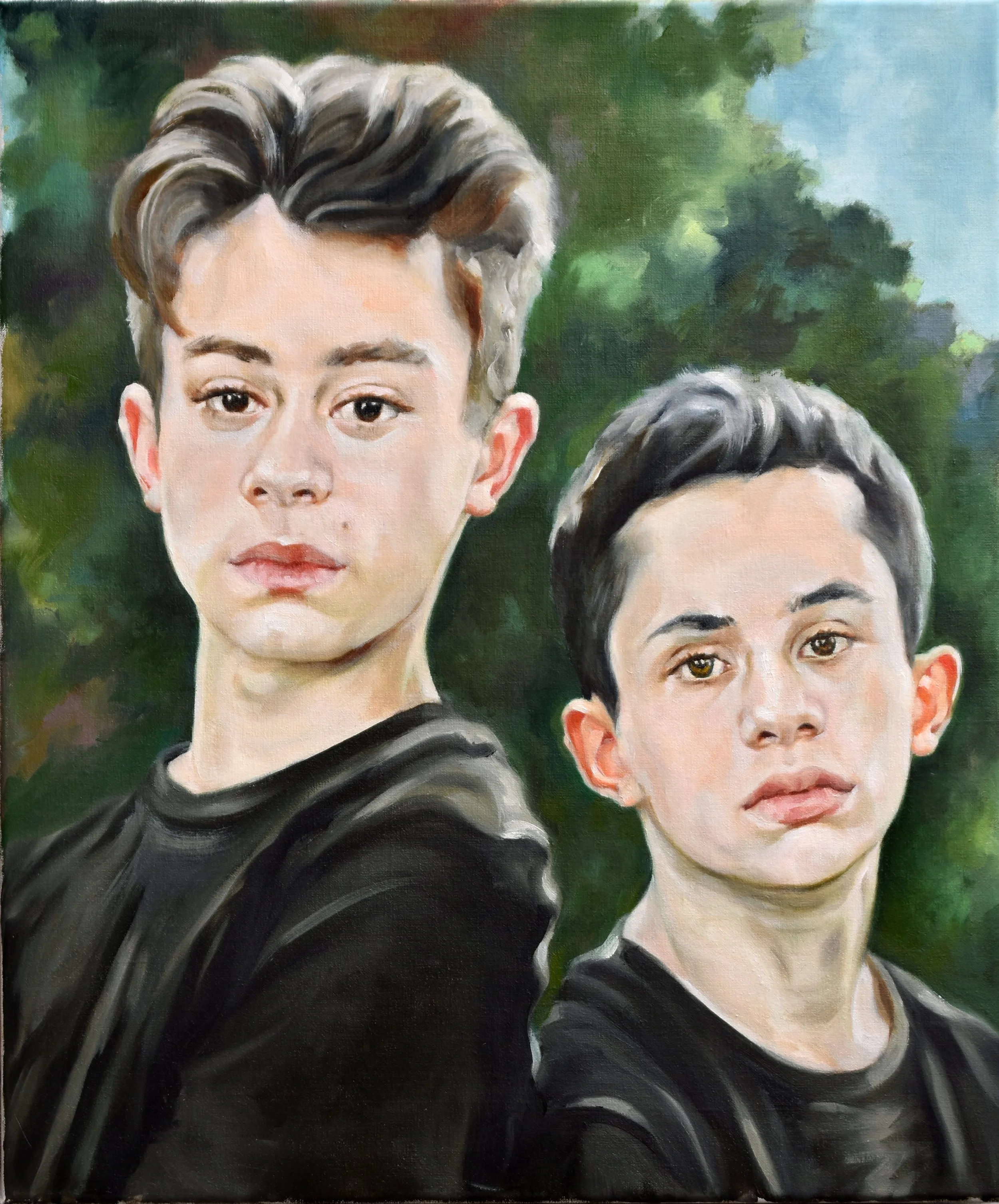  Tyler and Ben , oil on linen, 24 x 18 inches
