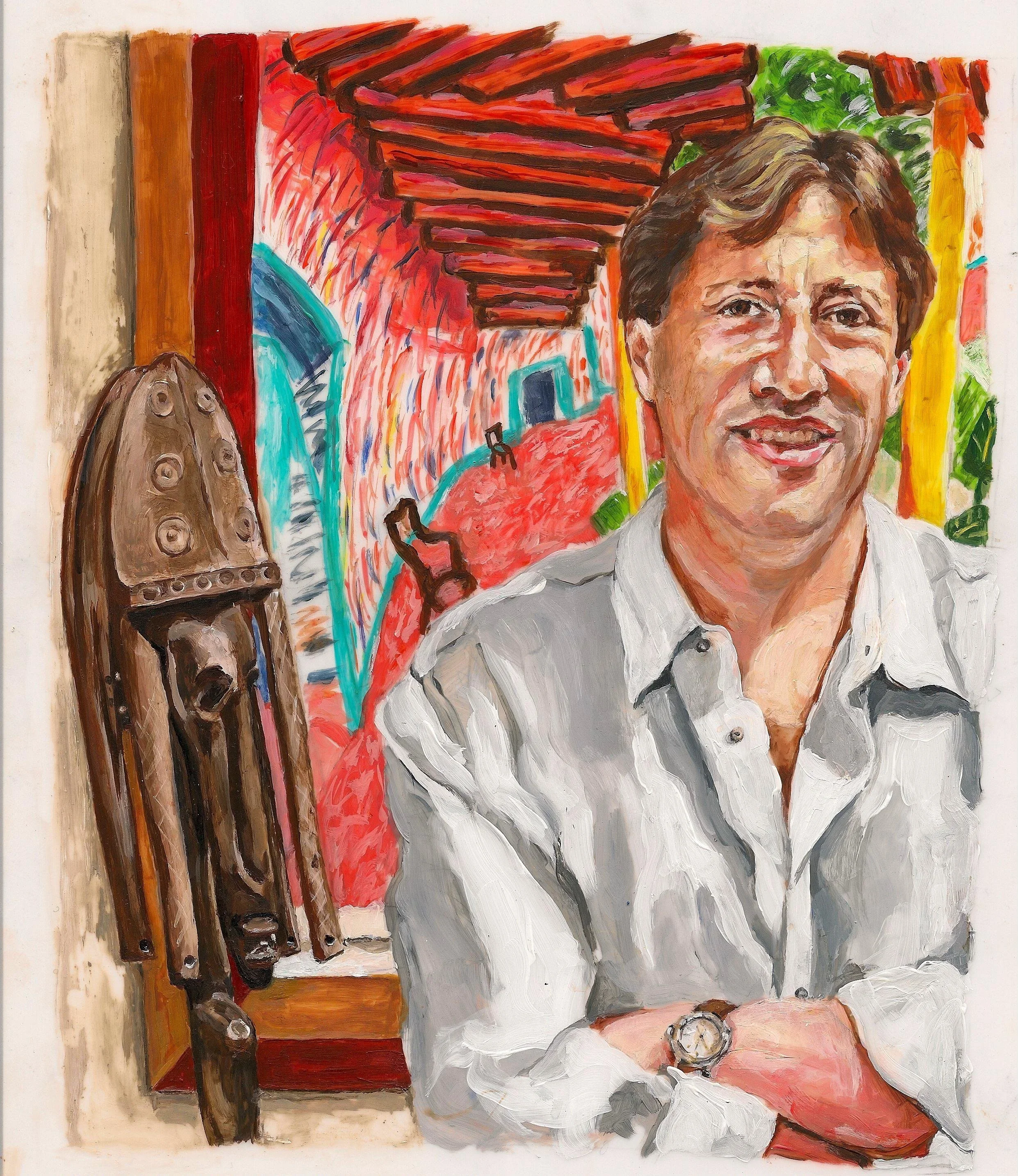 "Leslie Sacks", oil on mylar, 11 x 8.5 inches. Leslie Sacks Collection.