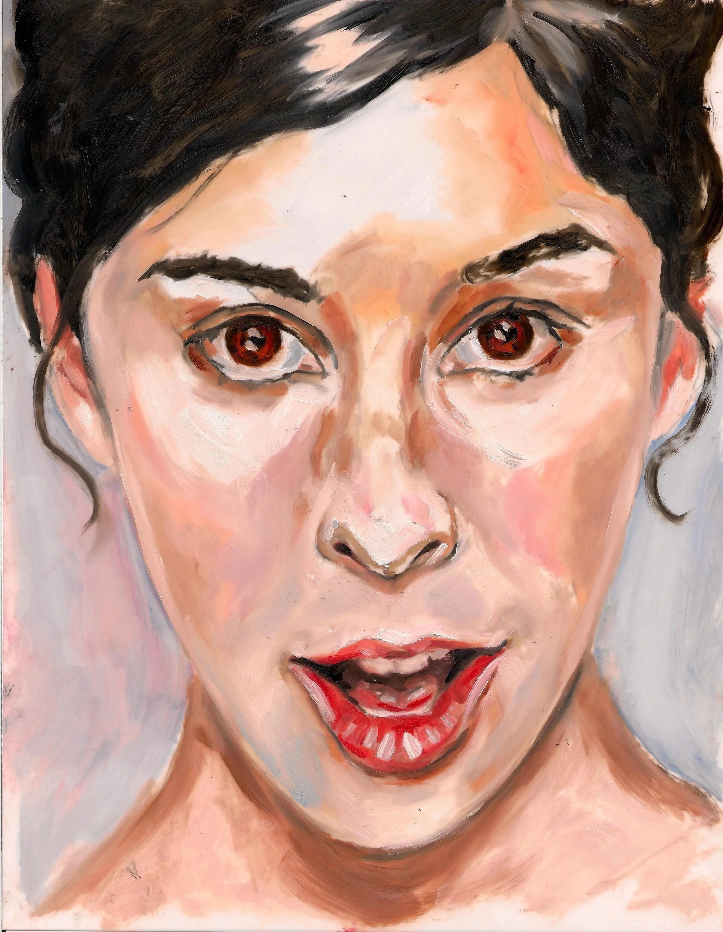 "Sarah Silverman", acrylic on mylar on wood panel, 10 x 8 inches