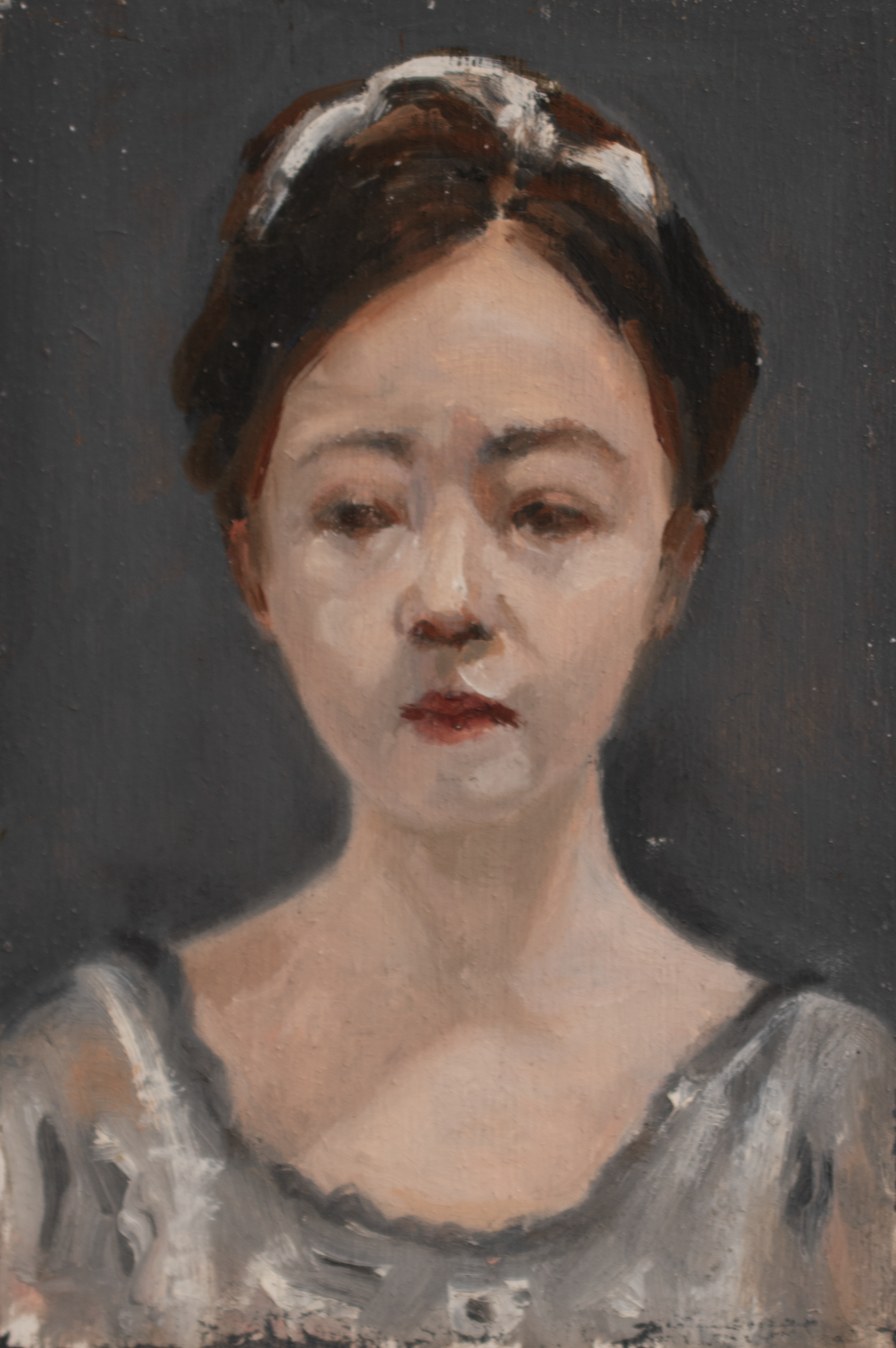 "Girl with Headband", oil on panel, 6 x 4 inches