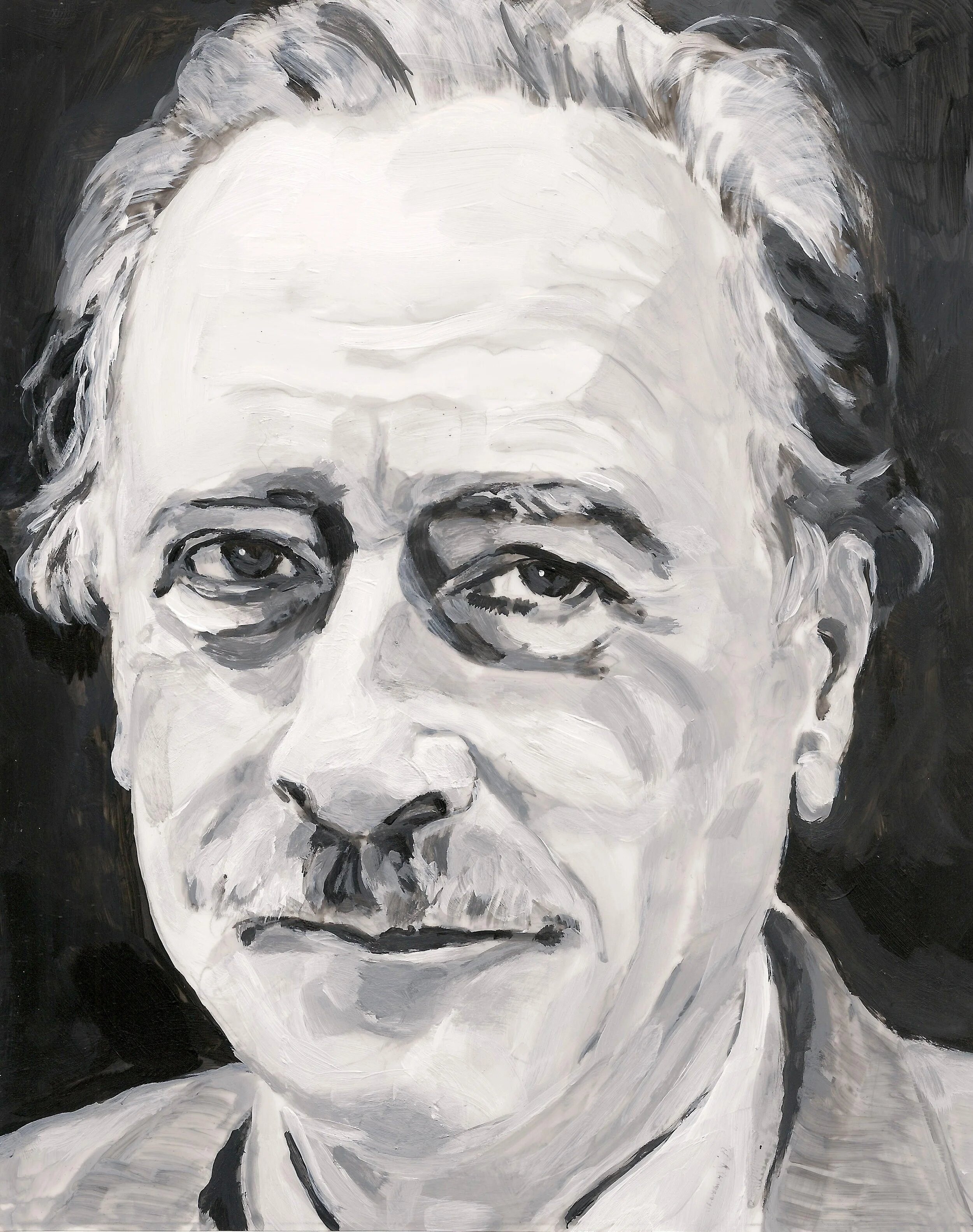 "Marshall MacLuhan" (Media Theorist), acrylic on mylar on wood panel 5.5 x 7 inches