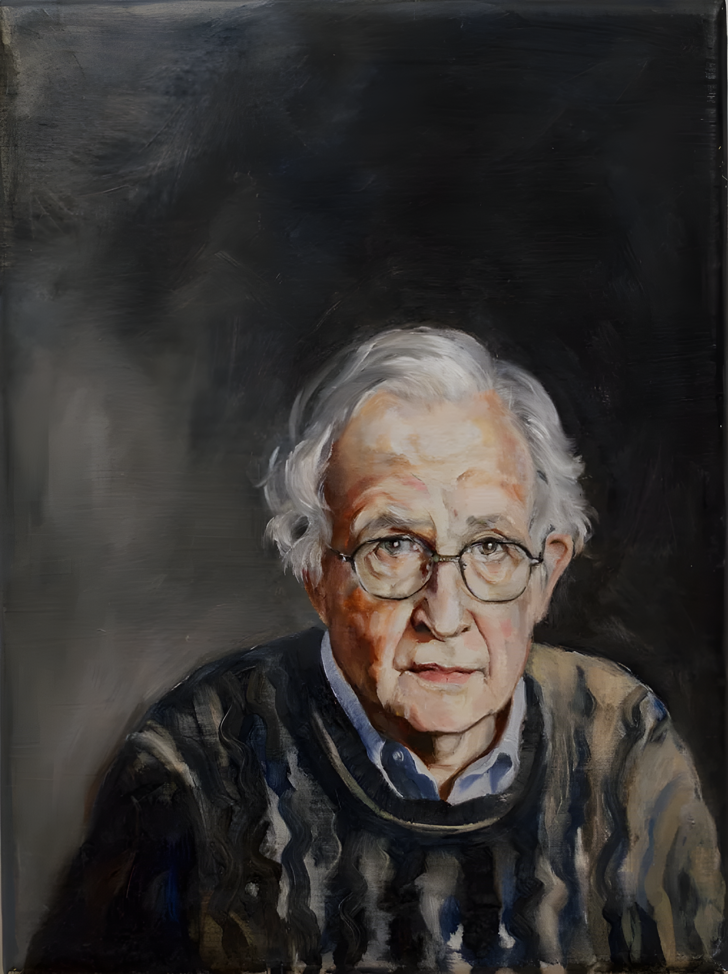 "Noah Chomsky", 2018, oil on linen, 12 x 9 inches