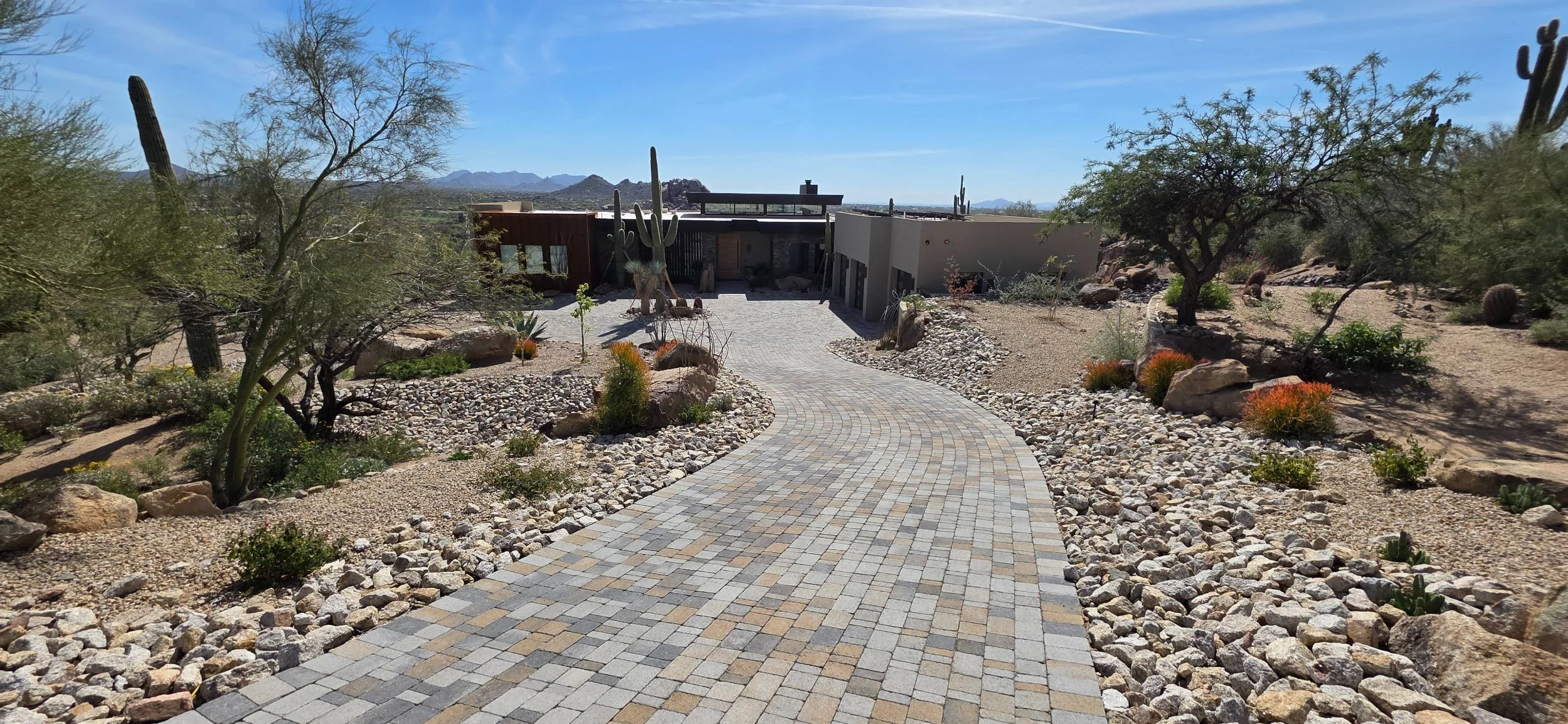 A desert-inspired landscape designer project with pool designs in New River, AZ