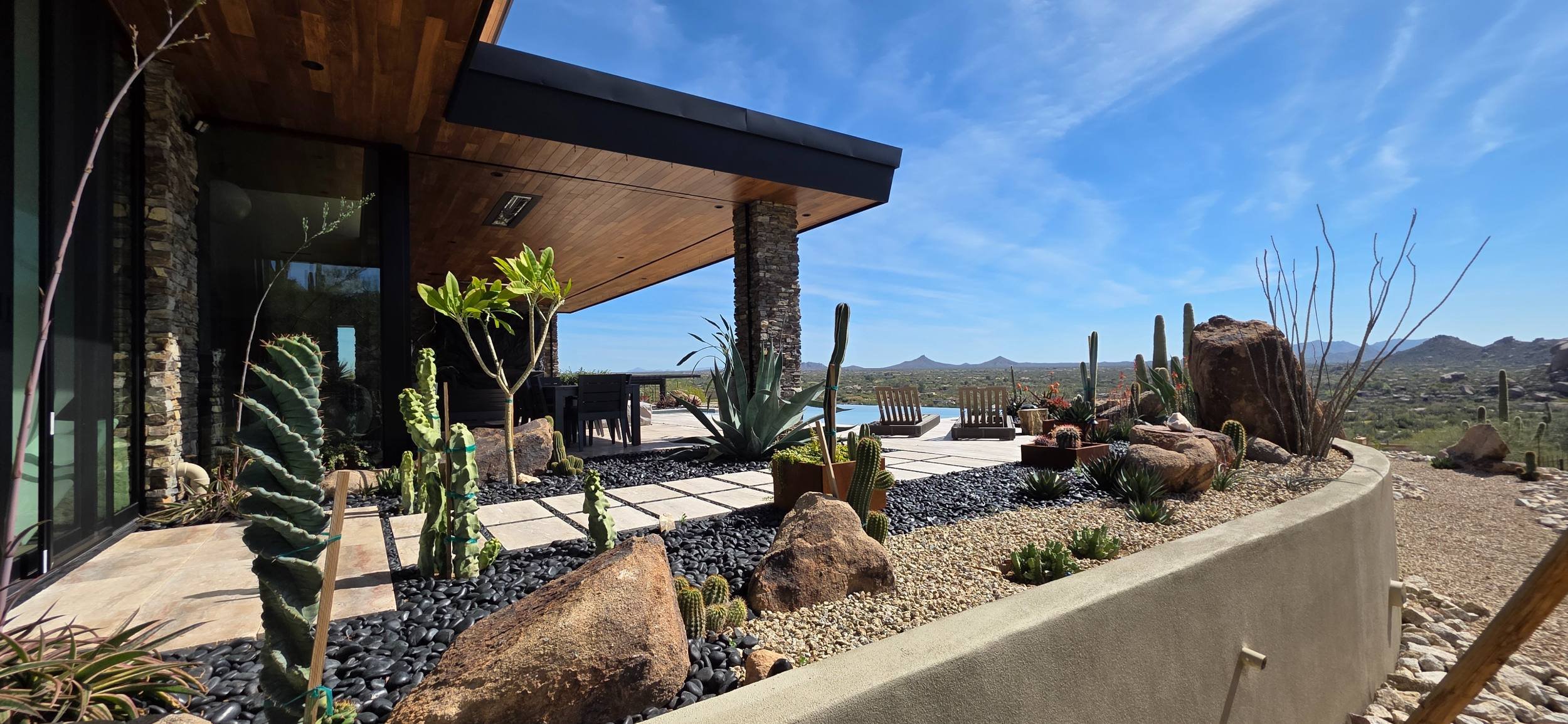 A stunning outdoor living space with pool designs and mountain views in Fountain Hills, AZ