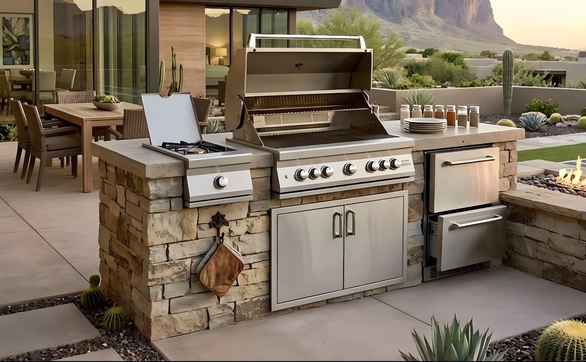 Outdoor kitchen and landscape design in East Valley, AZ