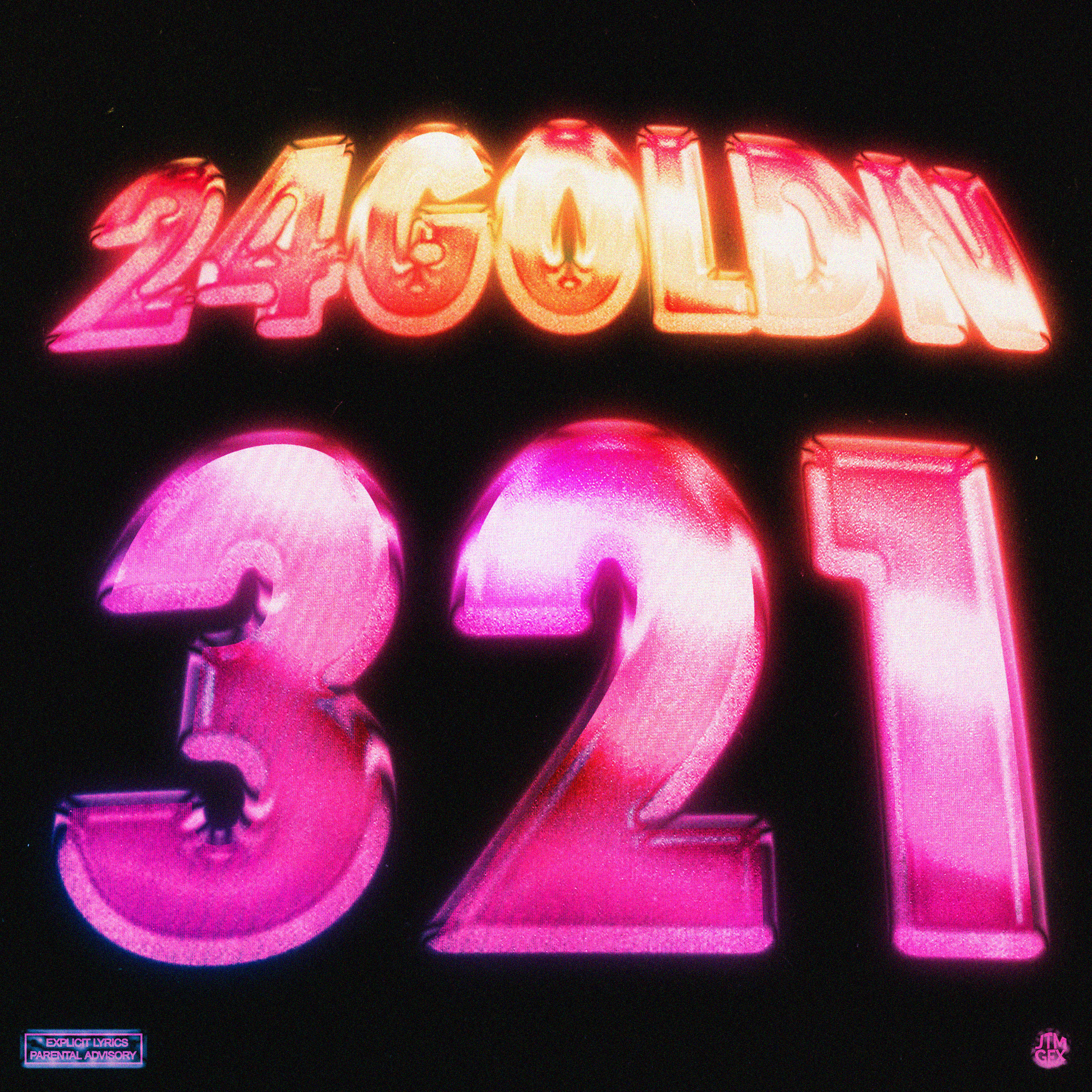 Bright pink neon sign displaying the word 'ADULT' at the top and the number '321' at the bottom against a black background.