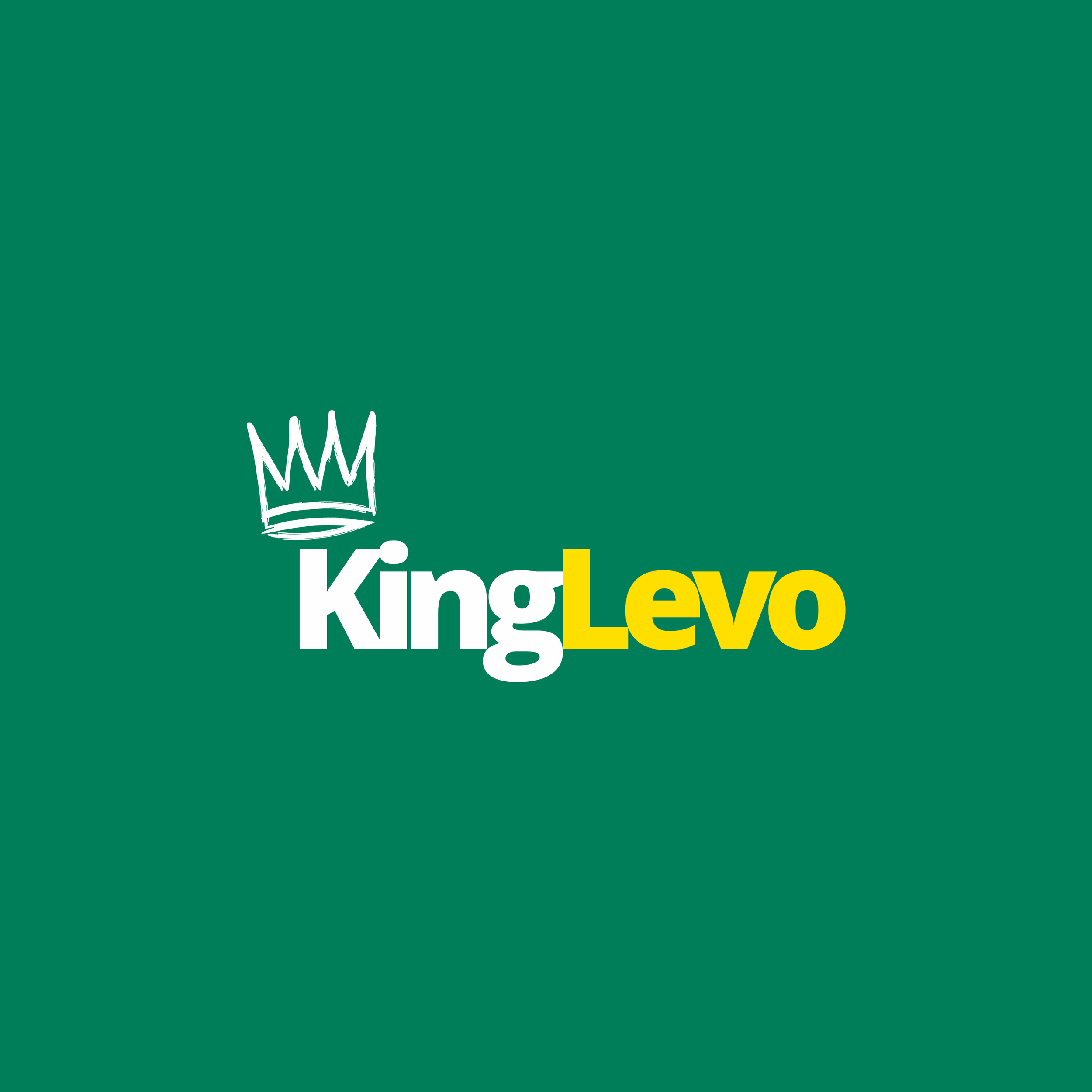 Logo with a white crown, the text 'King' in white, and 'Levo' in yellow on a green background.