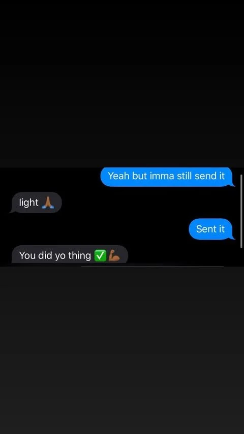 Screenshot of a text message conversation with multiple messages and emojis.