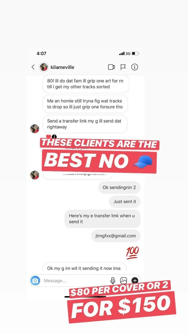 Screenshot of a messaging app conversation with overlaid promotional text about prices for transferred funds and cover fees.