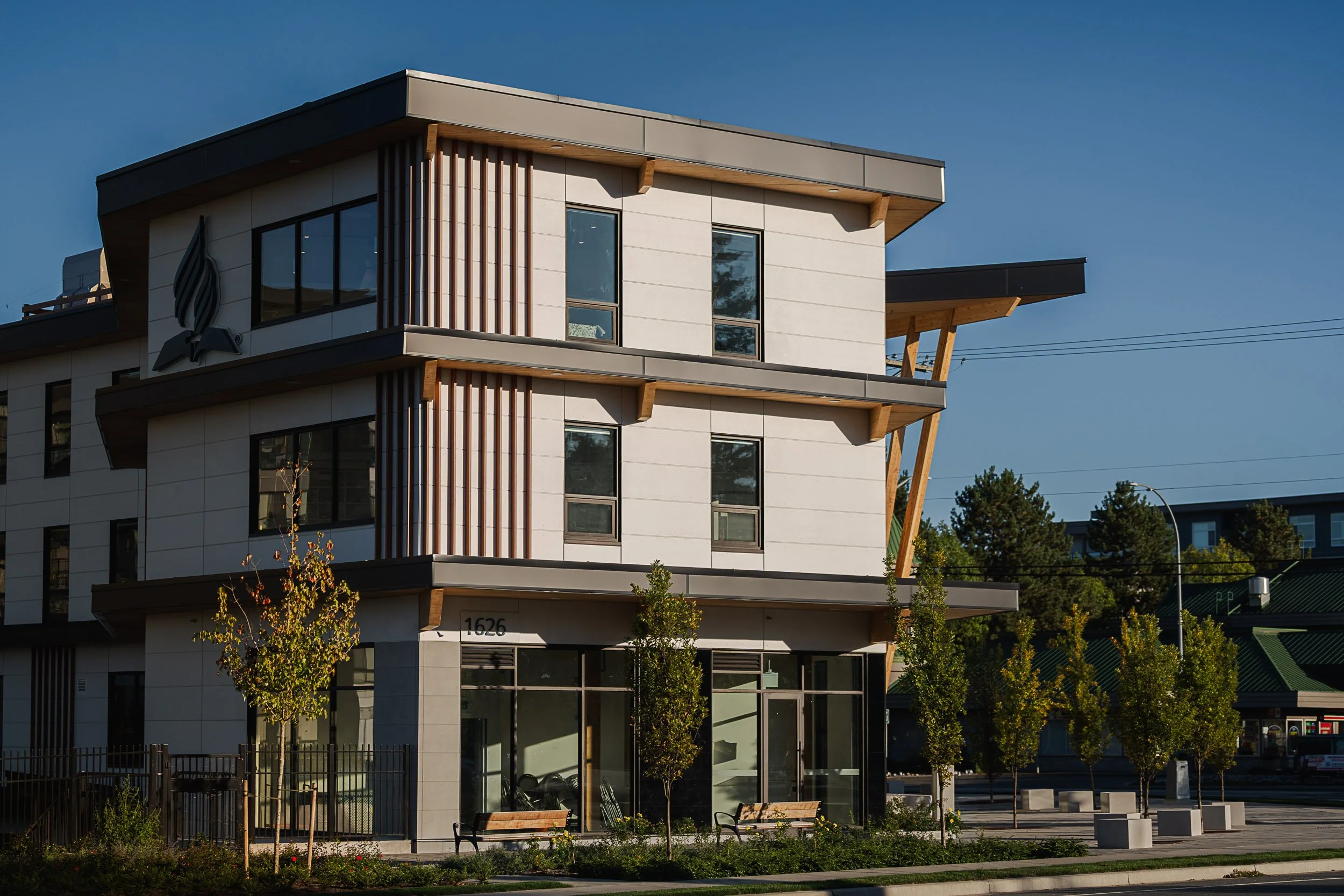 SDA Headquarters exterior evening