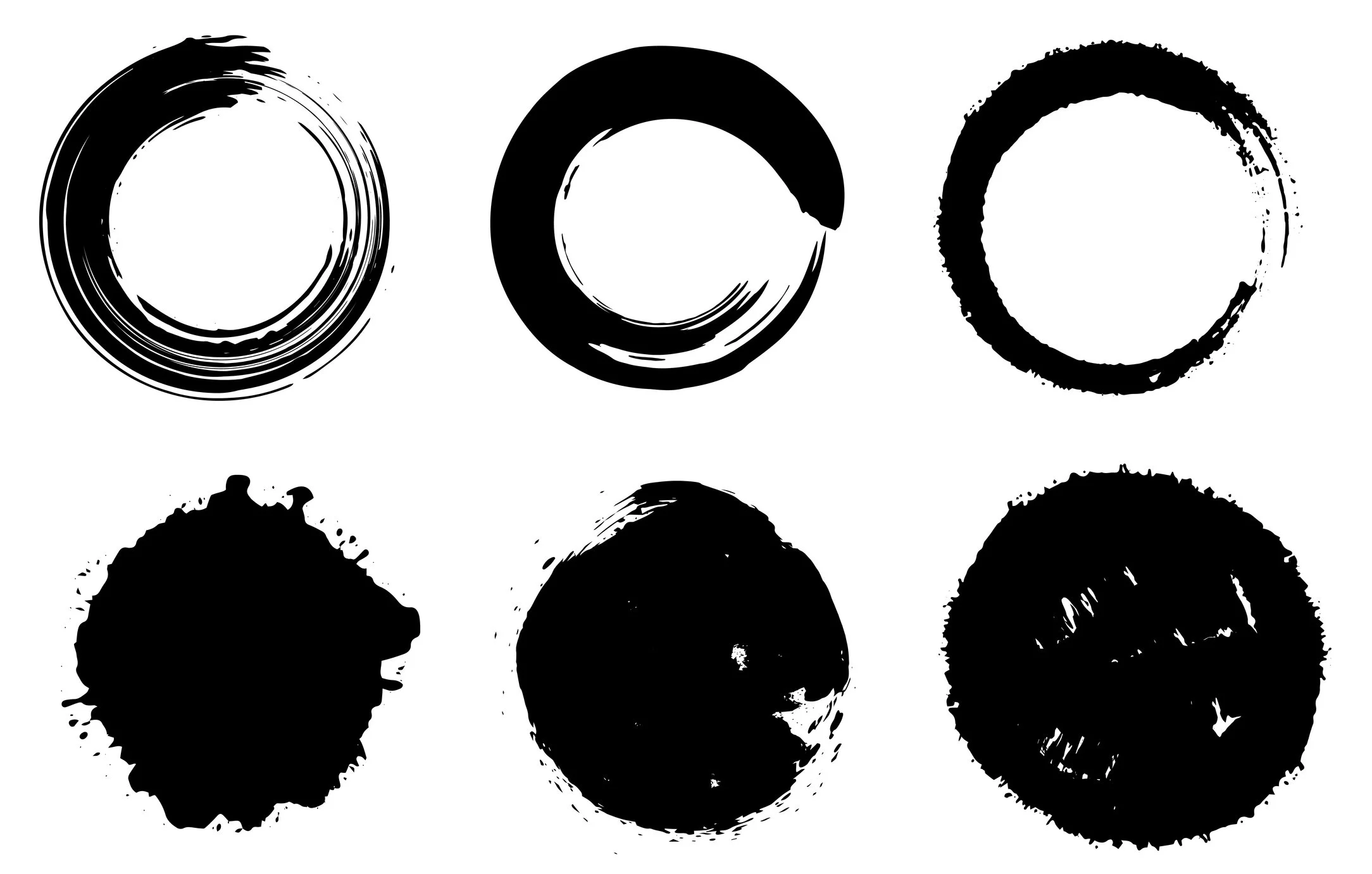 Collection of black circle strokes