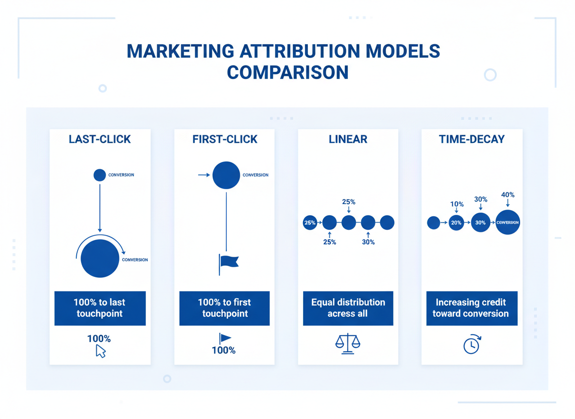 Comparison of the most common misleading marketing attribution models.