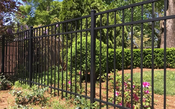 Select Series A202 aluminum fence with vertical pickets and modern black finish in Bergen County, NJ