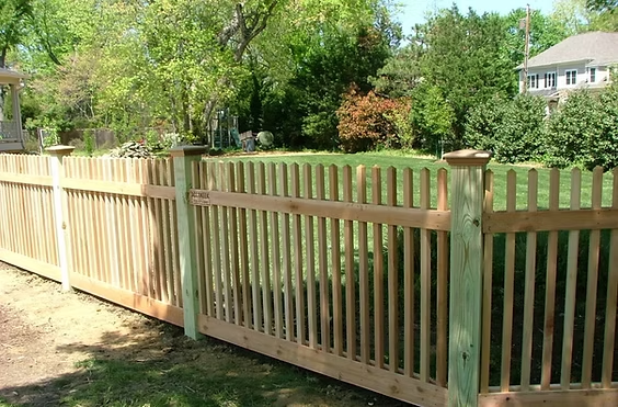 Select Series W501 wood fence with open picket design and reinforced posts in Bergen County, NJ