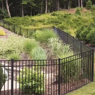 Beautiful garden with aluminum fence in Westchester County, NY