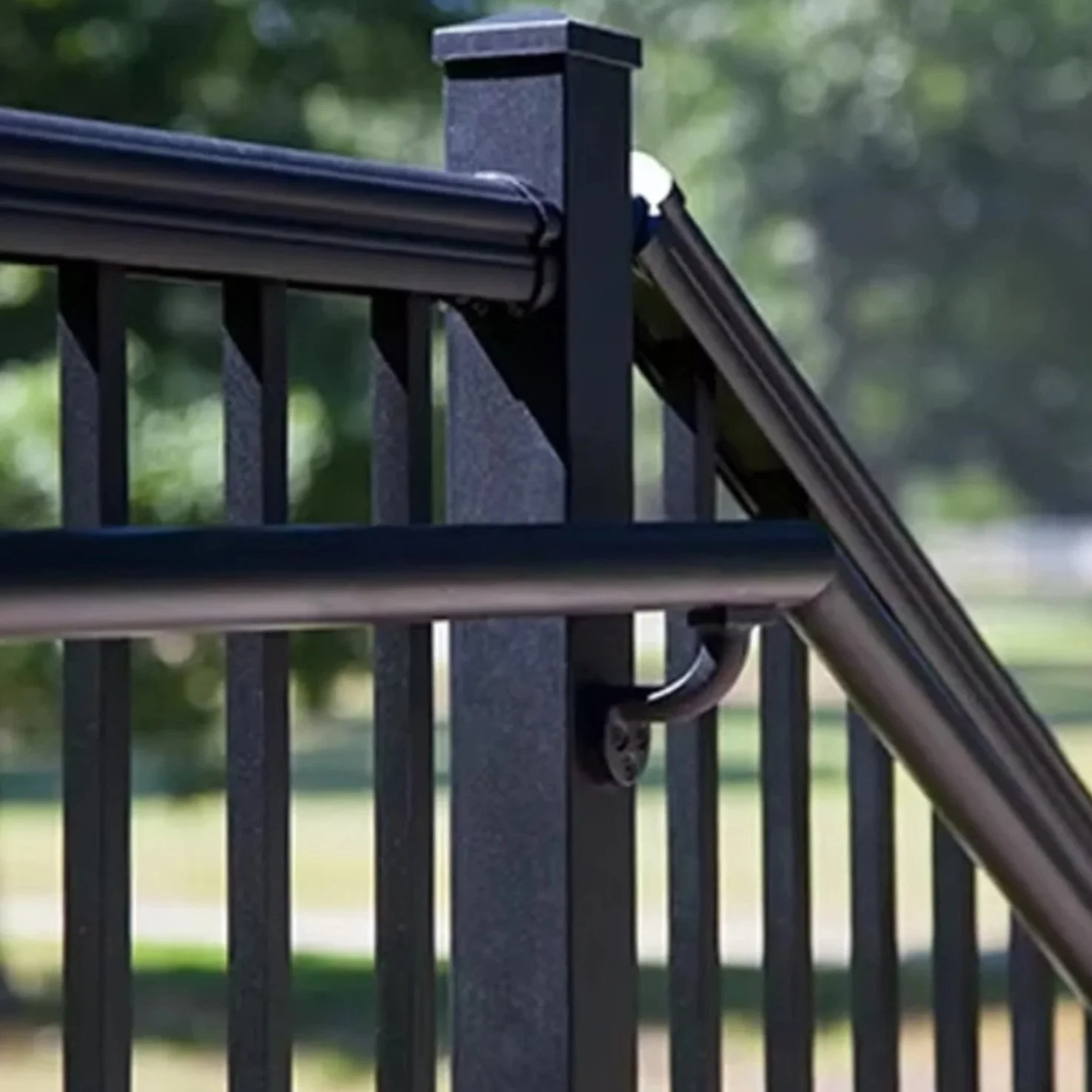 Aluminum railing system with ADA handrail for safe stair access in Bergen County, NJ