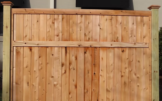 Select Series W300 wood privacy fence with vertical cedar panels in Bergen County, NJ