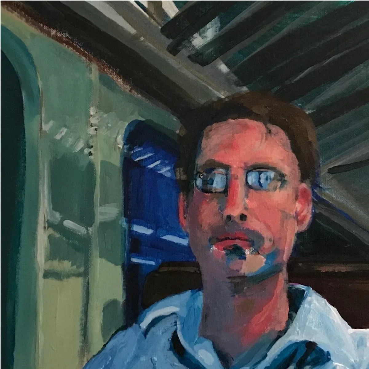 The Commuter. Acrylic on canvas panel. 9 x 12 inches. Original available. 