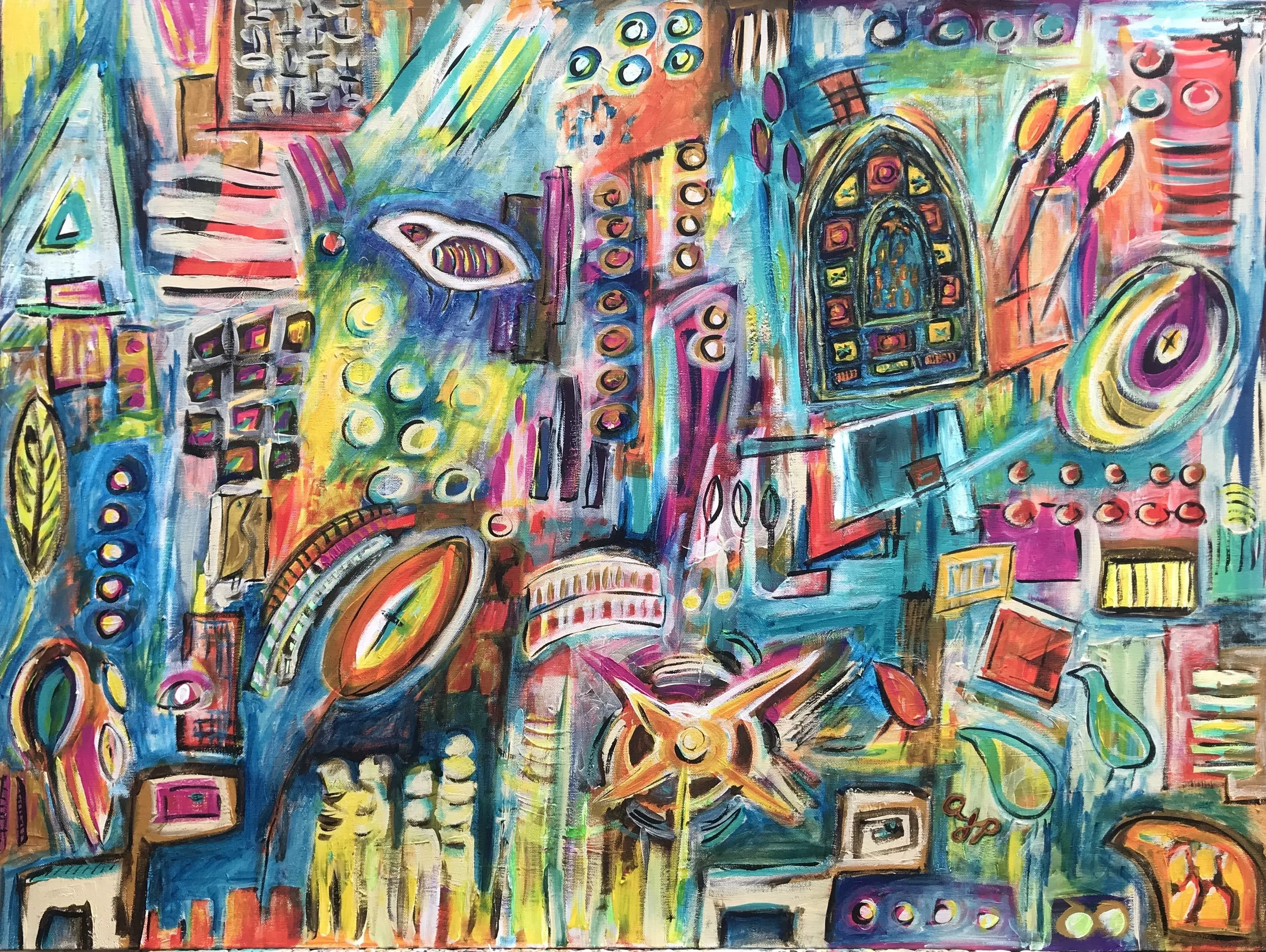 Avianity II. Acrylic on stretched canvas. 36 x 24 inches. Original available. 