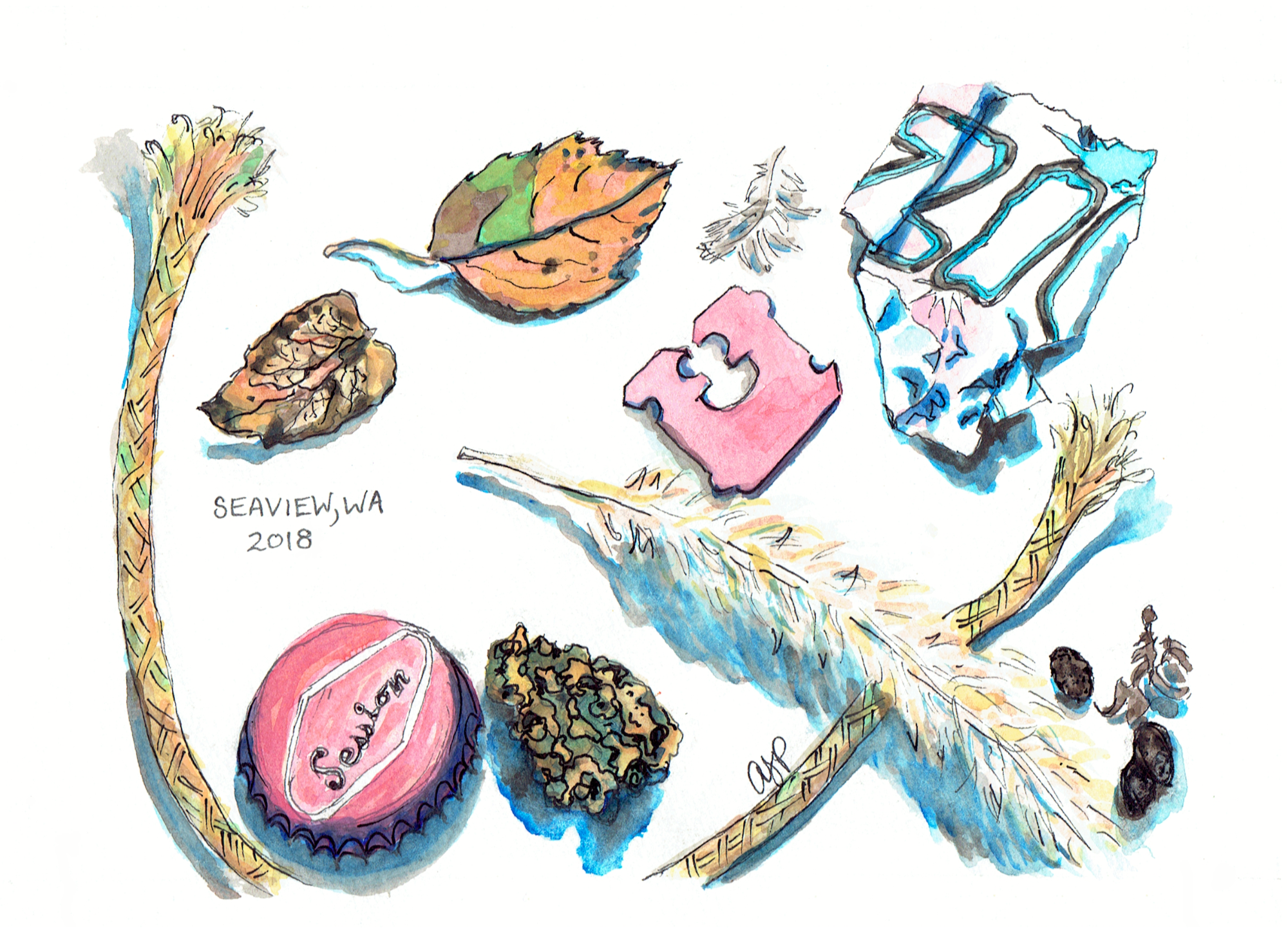 Seaview Beach Findings 5 x 7 Postcard.png