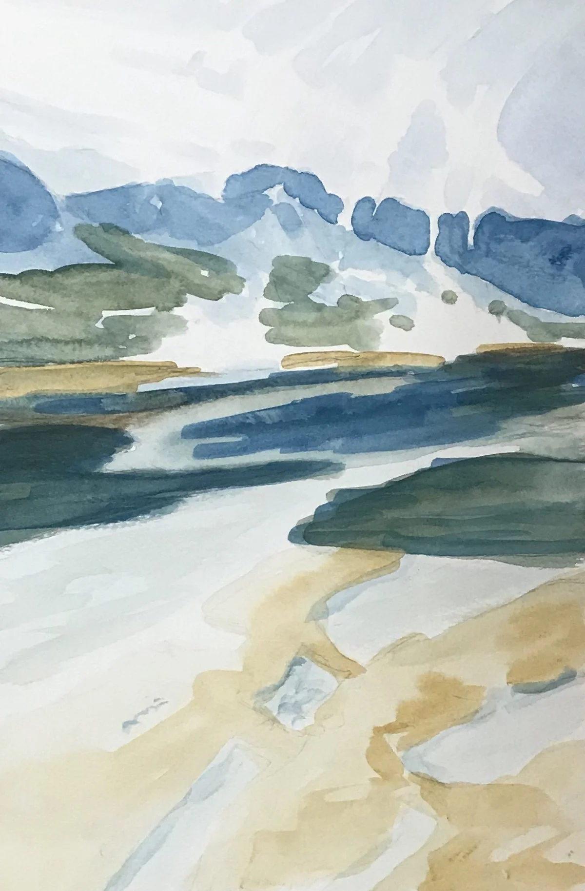 Looking North on Summer Lake. Watercolor on paper. 11 x 15. Original Available. 