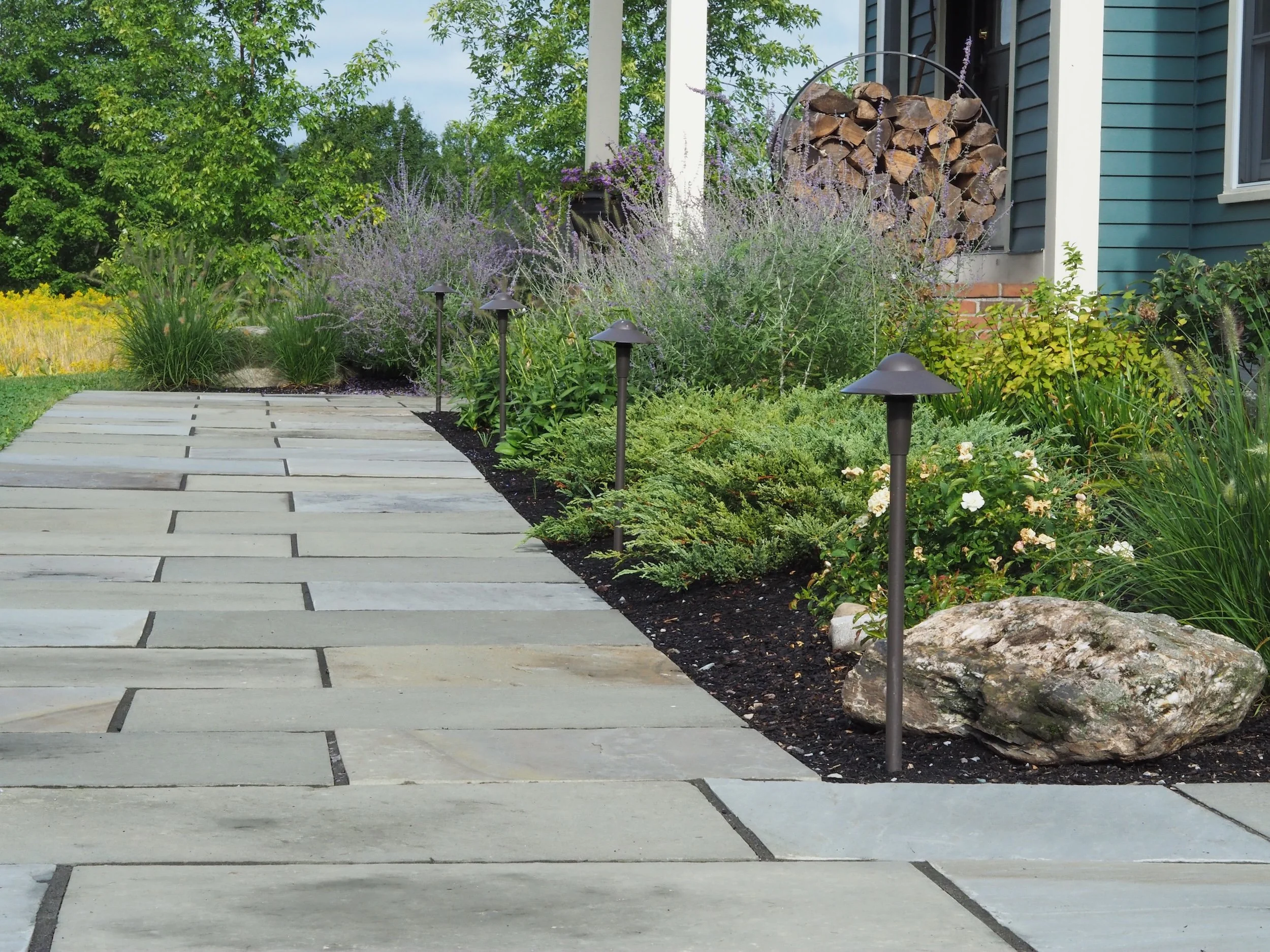 Natural stone walkway and outdoor lighting in Pittsburgh, PA