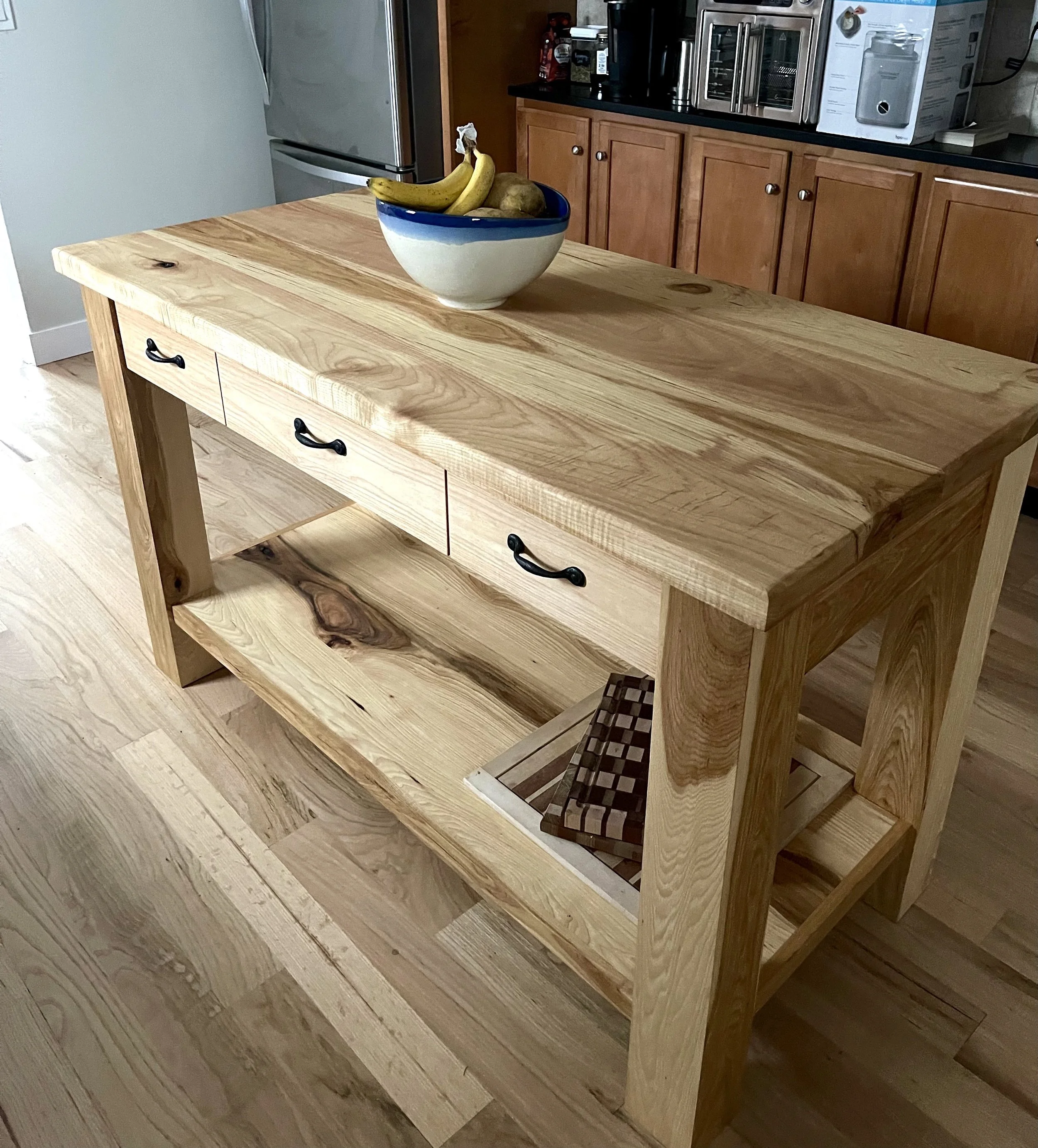 Handcrafted hardwood farmhouse kitchen island, Dominic's Woodworking