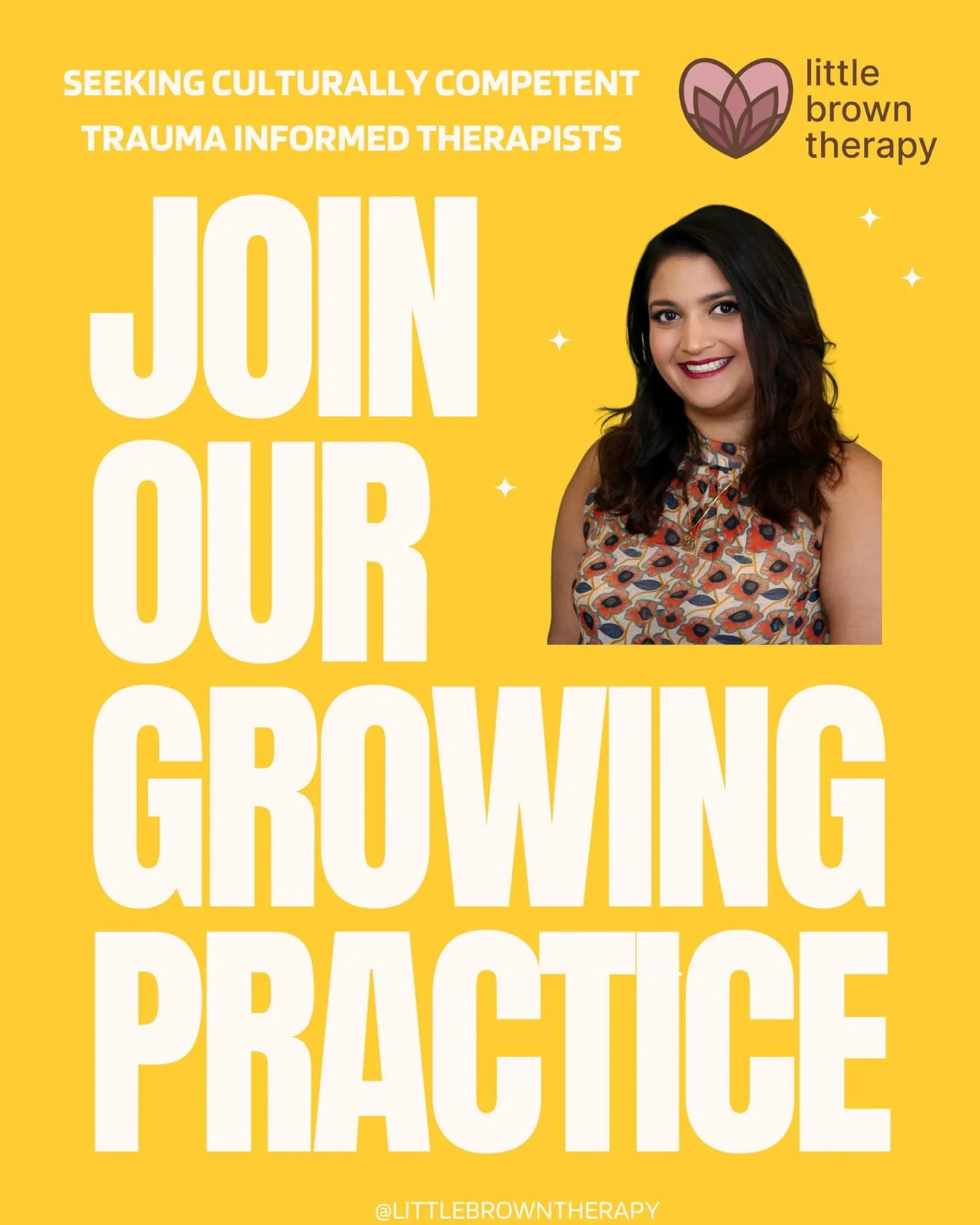 📣CALLING ALL DESI THERAPISTS📣

We&rsquo;re growing &mdash; and we&rsquo;re looking for LMSWs who feel called to this work💛
 Little Brown Therapy provides trauma-informed, culturally grounded, identity-affirming care to the communities who need it 