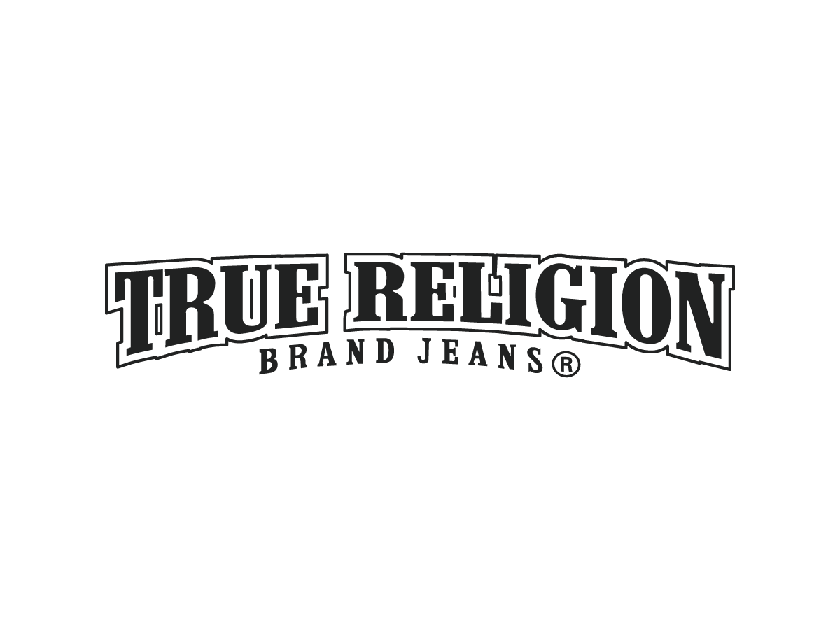 Black background with the True Religion Brand Jeans logo in gray text.