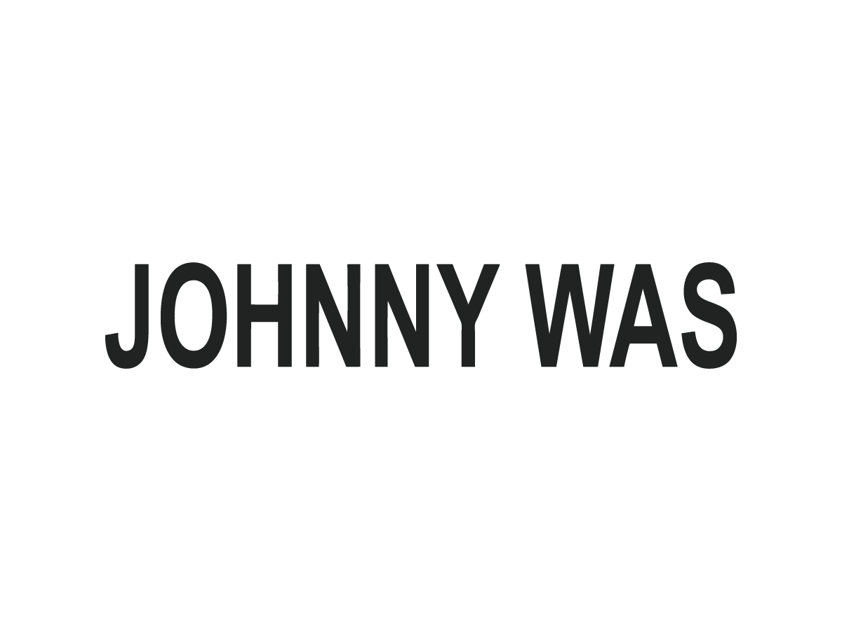 Black text overlay on a black background stating, 'JOHNNY WAS'.