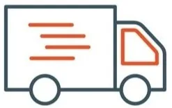Icon of a delivery truck with a document or package on its side.