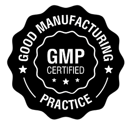 Good Manufacturing Practice (GMP) certified seal or badge.