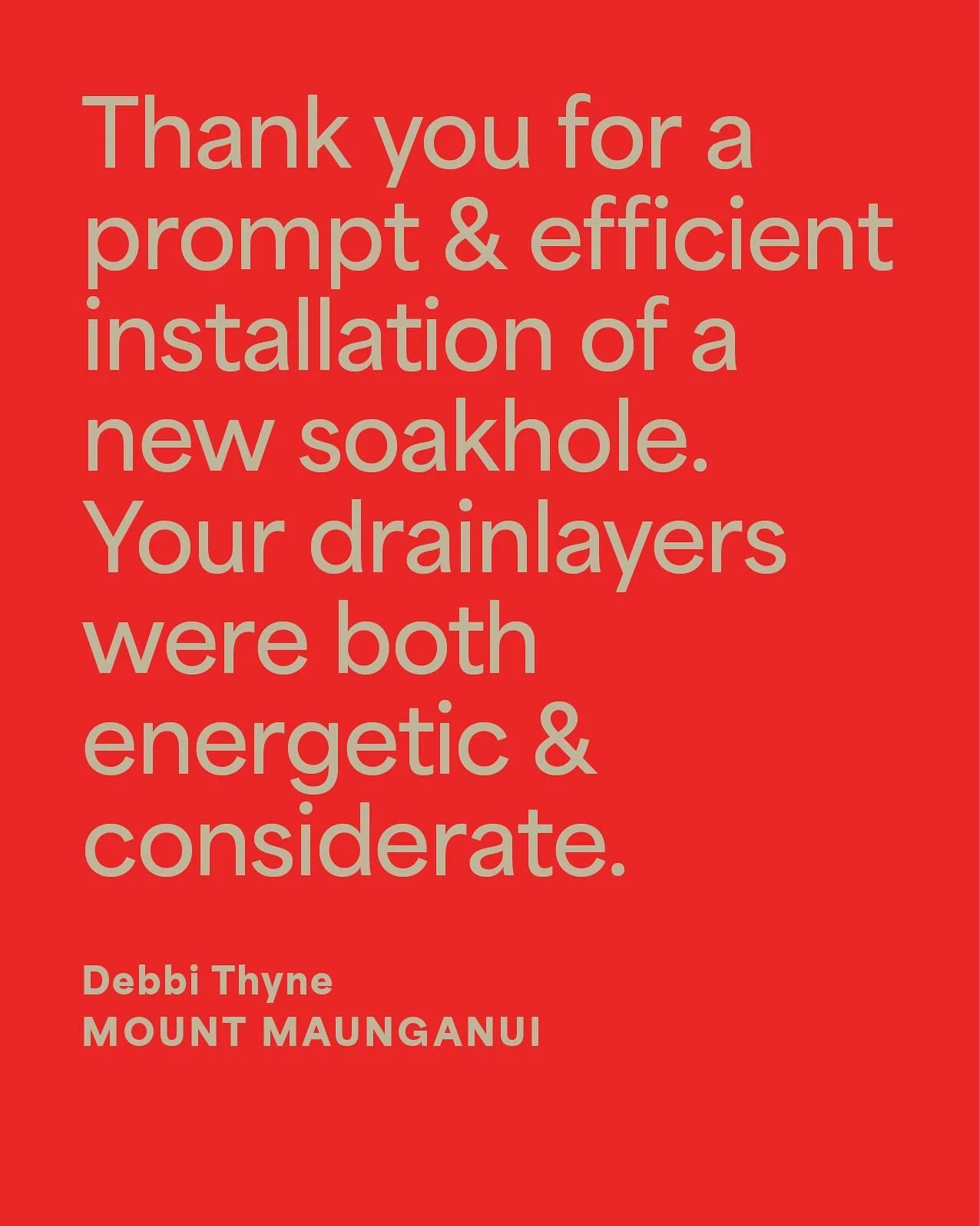 Kind words from Debbi. Proud to do a great job for our clients. 

@samscivil #samscivil #samscivilanddrainage #taurangadrainage #taurangaearthworks