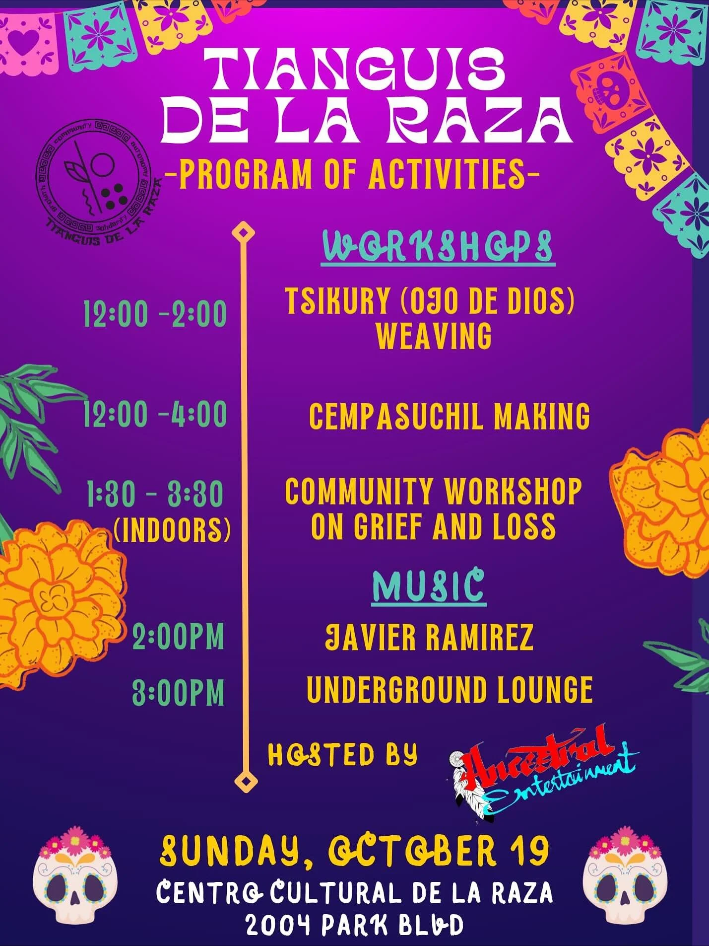 This Sunday and in general this weekend throughout SD support the richness of our cultura, join us for our monthly community Artisan Market @tianguis.raza @centrocultural Sunday Oct 19th 12-5pm Centro Cultural de la Raza #raza #diademuertos #balboapa
