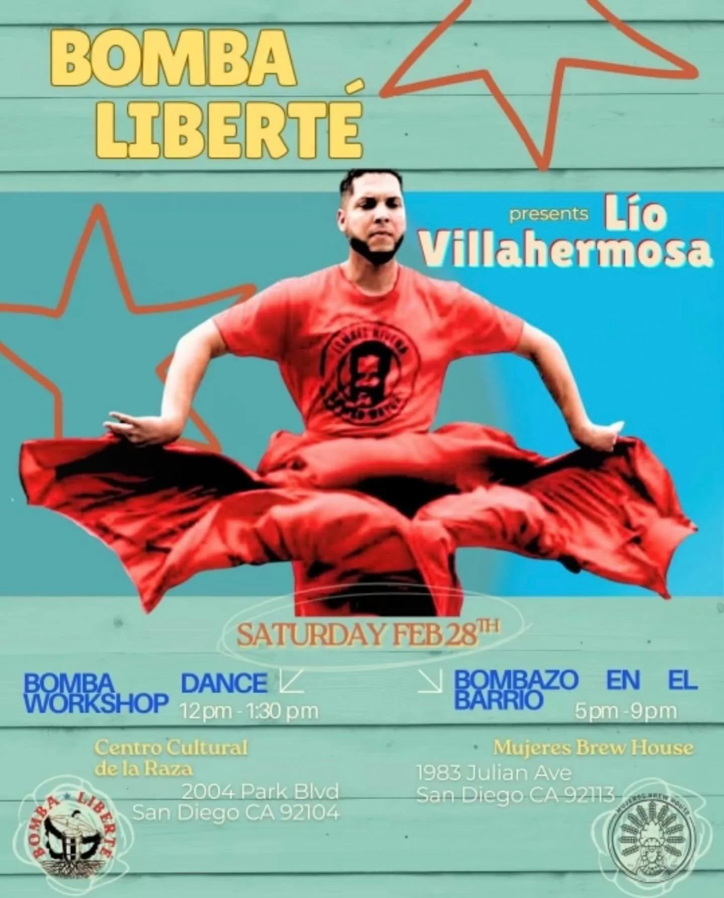 Bomba Dance Workshop with L&iacute;o Villahermosa &mdash; an esteemed dancer, exquisite visual and performance artist, and treasured cultural worker from Puerto Rico ✨

🗓 12:00&ndash;1:30 PM
🎟 $20

Taller de Bomba con L&iacute;o Villahermosa &mdash