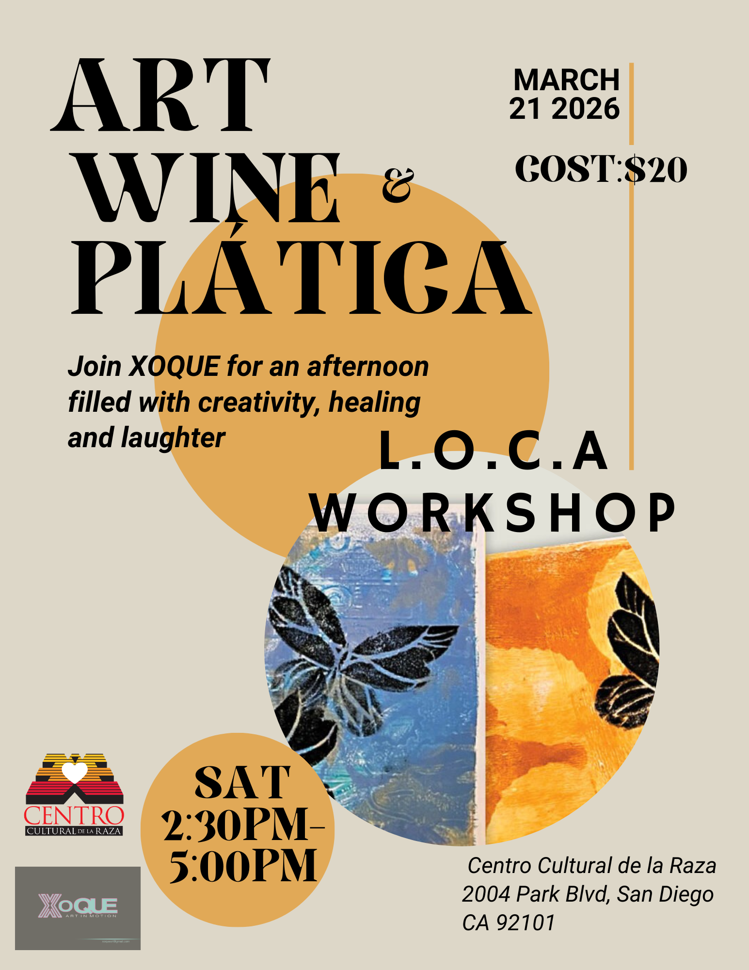 L.O.C.A WORKSHOP ART, WINE &amp; PLÁTICA with Xoque