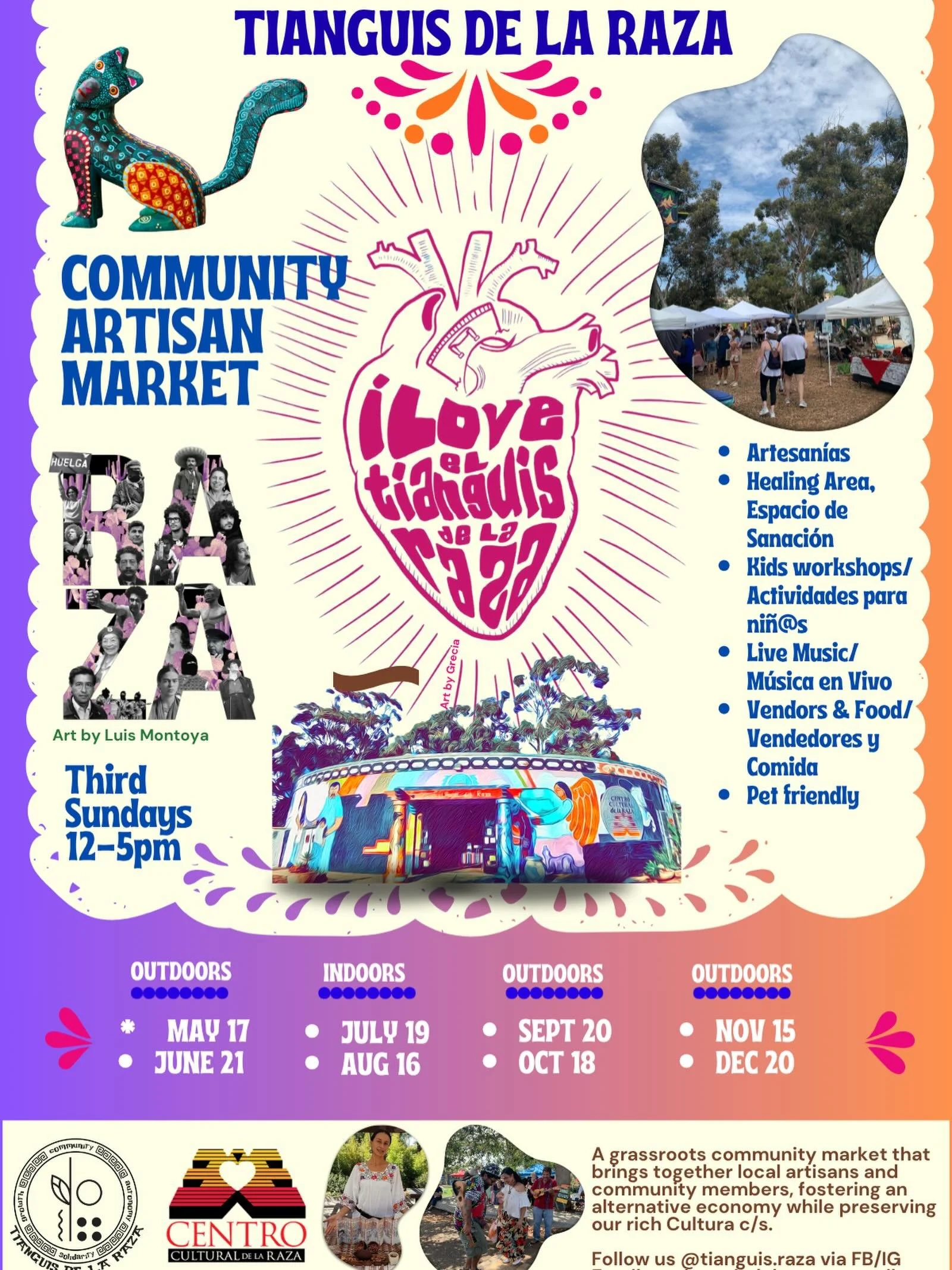 Hey Raza bonita!

&iexcl;Aqui estamos y no nos vamos!

Here comes the Sunday of the month y&rsquo;all be waiting for Summer Tianguis!

3rd Sunday of the month, on June 21st🗓‼️sign up to become a vendo, LINK in Bio or email tianguisdelarazavendors@gm