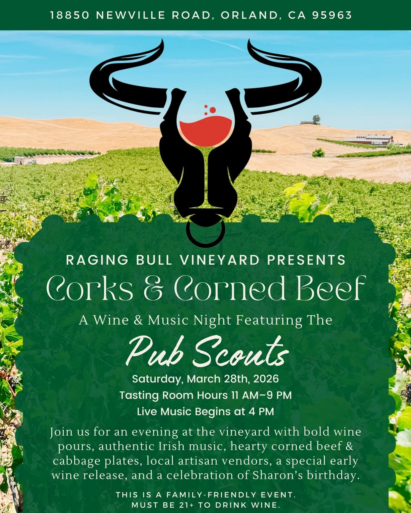 Raging Bull Vineyard Presents: Corks & Corned Beef