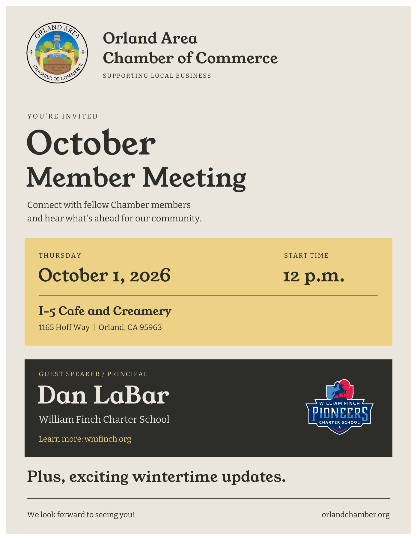 Orland Chamber October Member Meeting