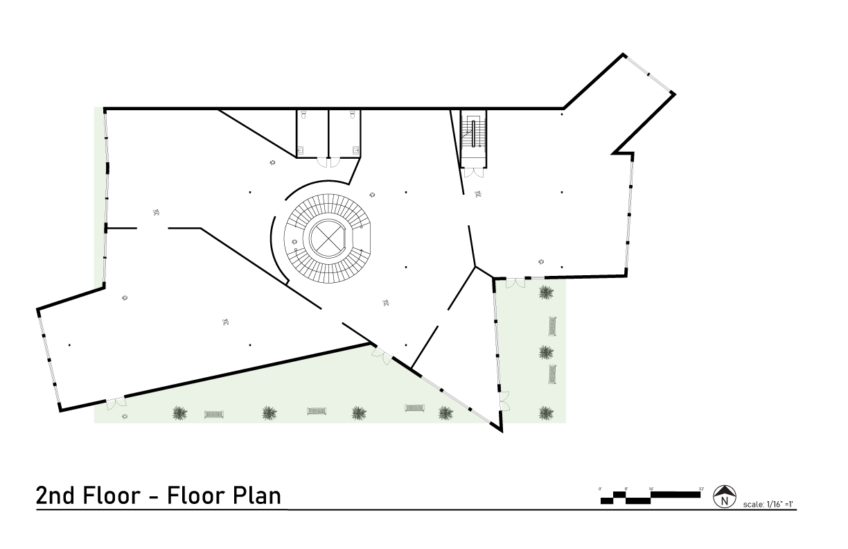 The second floor consists primarily of permanent galleries dedicated to analogue experiences, and spaces for traveling exhibitions. Outdoor spaces are available to observe Denver's cultural landscape and surrounding architecture. 
