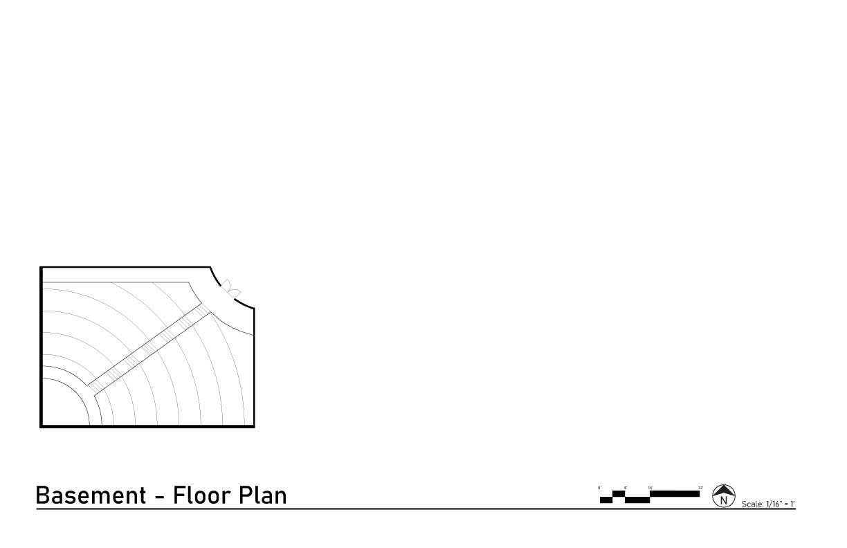 The basement of the existing structure connects to the ground floor, creating a seamless transition into the performance amphitheater. 