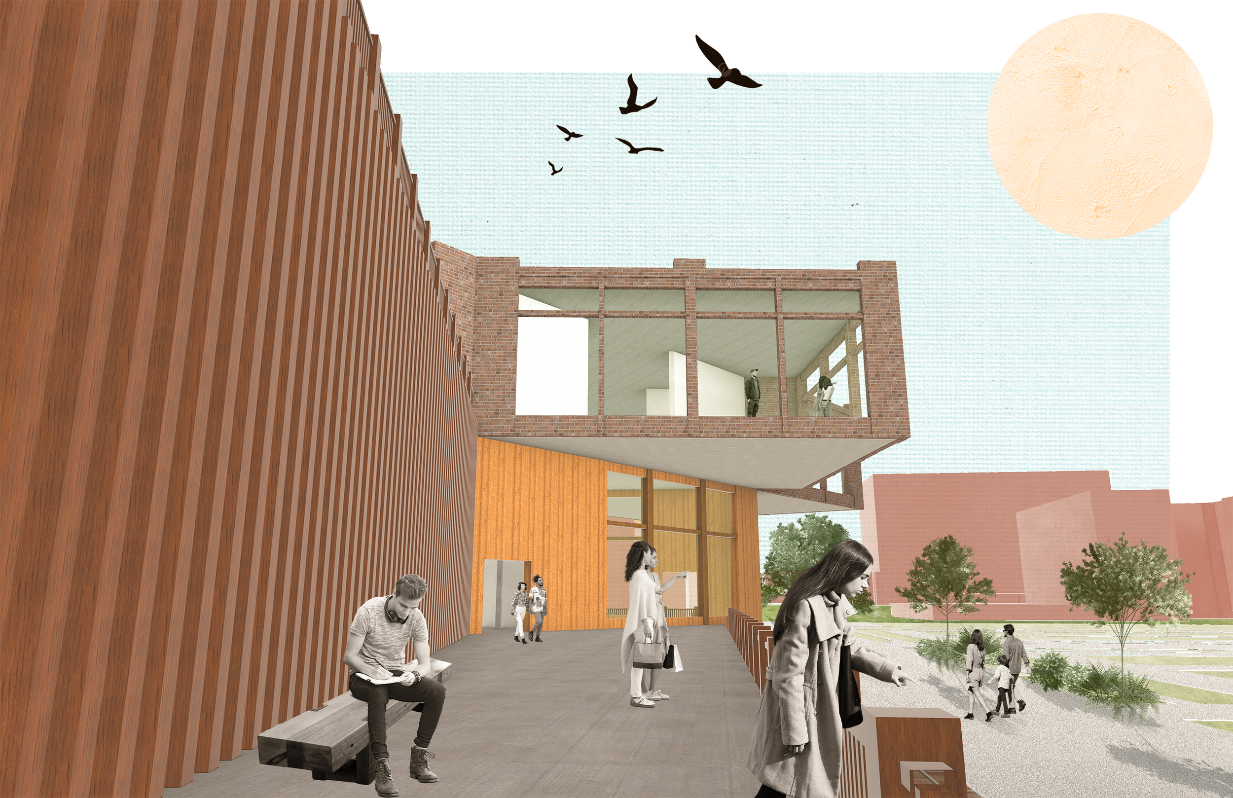 Outdoor balcony spaces on the second and third levels allow visitors and residents to enjoy Denver's Golden Triangle, as well as the Rocky Mountains in the west.
