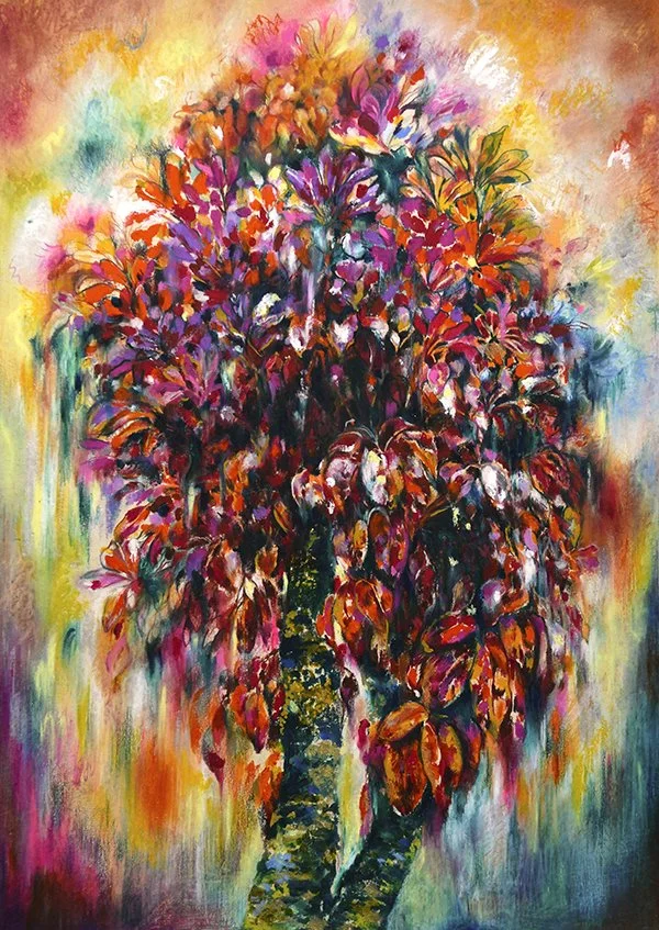 Las hebras de mi vida (The Threads of My Life), oil pastels on paper, 29.7 × 42 cm.