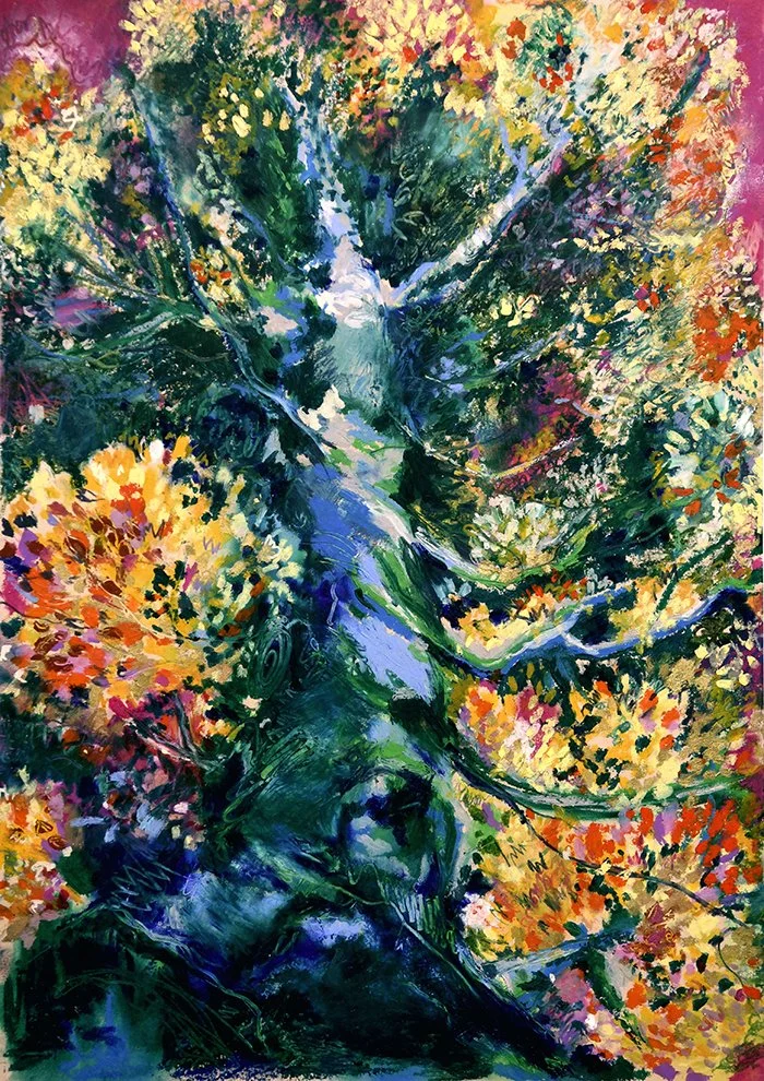 Los recuerdos de mi infancia (The Memories of My Childhood), oil pastels on paper, 29.7 × 42 cm.